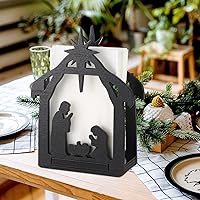 Vista 4 de Barydat Servilletero navideño para mesas, dispensador de pañuelos de madera, soporte para servilletas de cóctel vintage, dispensador de pañuelos