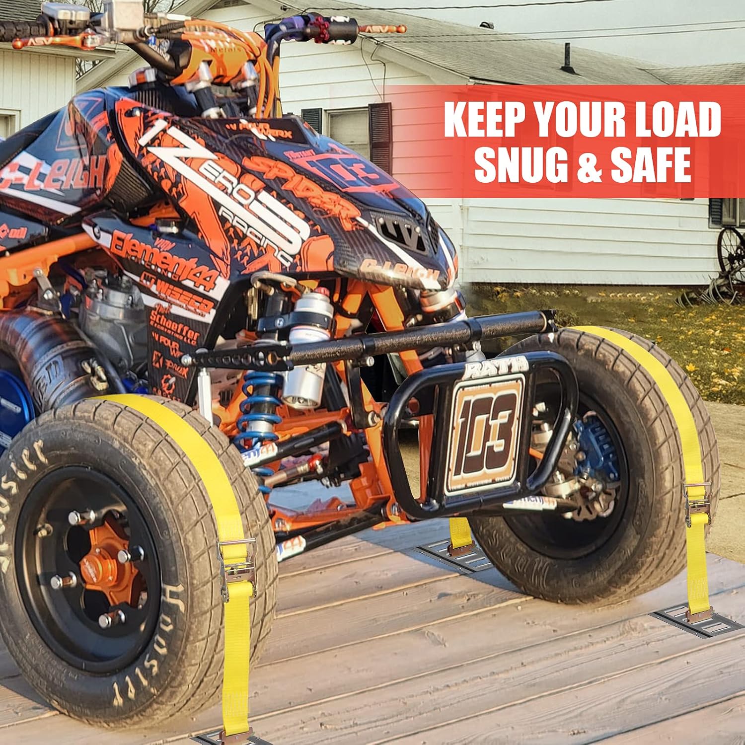 Ratchet Straps 8-Pack 15 Feet - 1466 lbs Load Cap with 4400 lbs Breaking Limit, Standard E-Track Fitting Tie Down Ratcheting for Container, Cargo Vans, Trailers and More