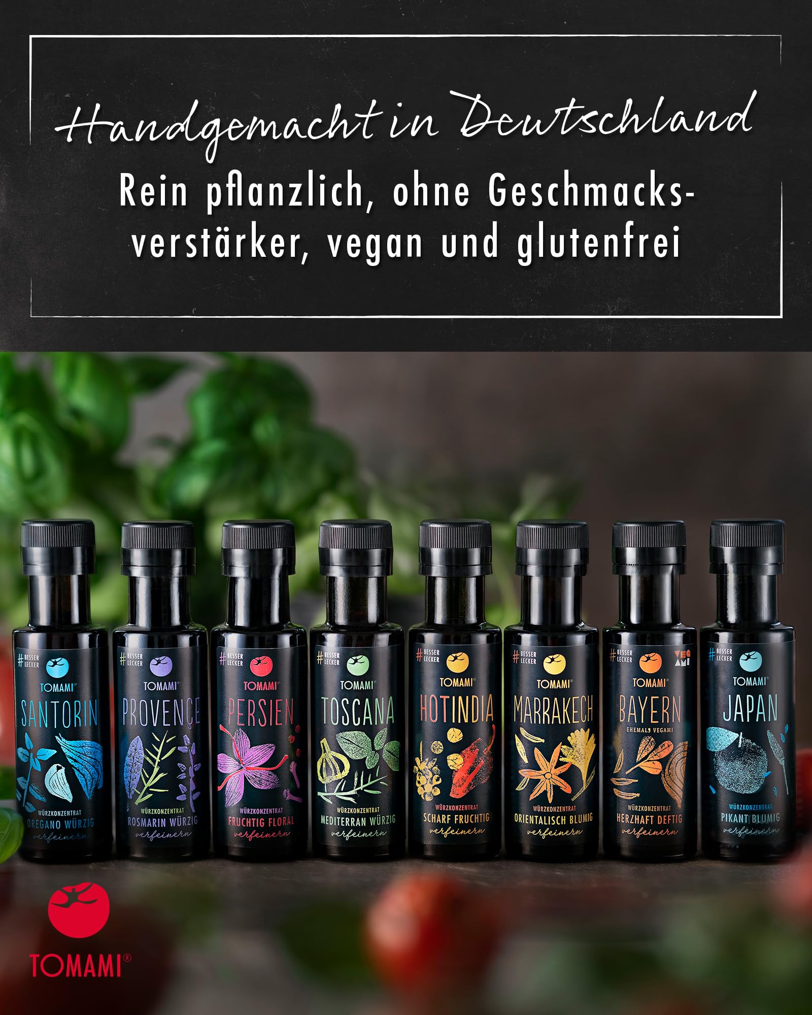 TOMAMI Würzsauce Gourmet-Set Europareise - Geschenkbox 4x 45ml, Probier-Set