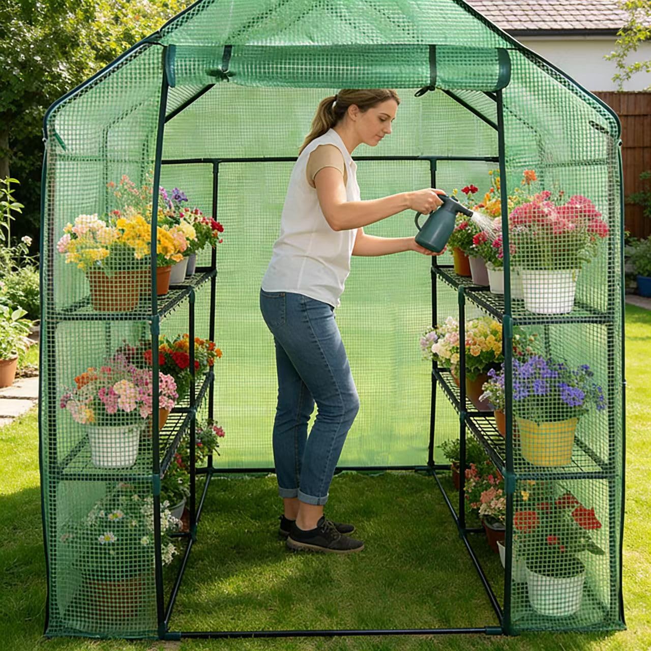 ZENY Mini Walk-in Greenhouse, Portable Warm House for Plants Flower Seedling Growing, Indoor Outdoor Green House 4.7x4.7x6.4 FT