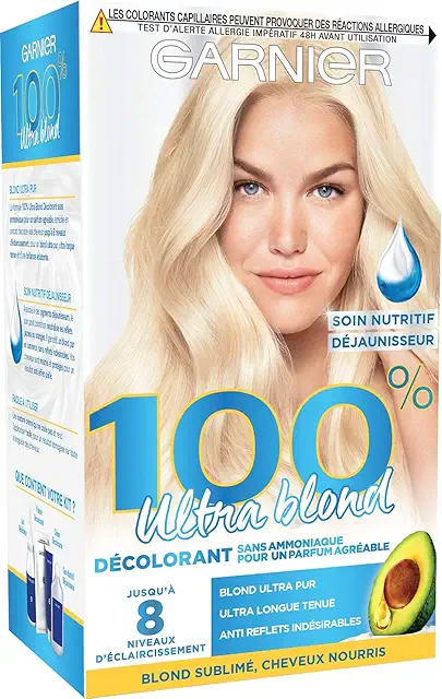Garnier 100% Ultra Blond Kit Décoloration Sans Ammoniaque - Démaquillant Cheveux