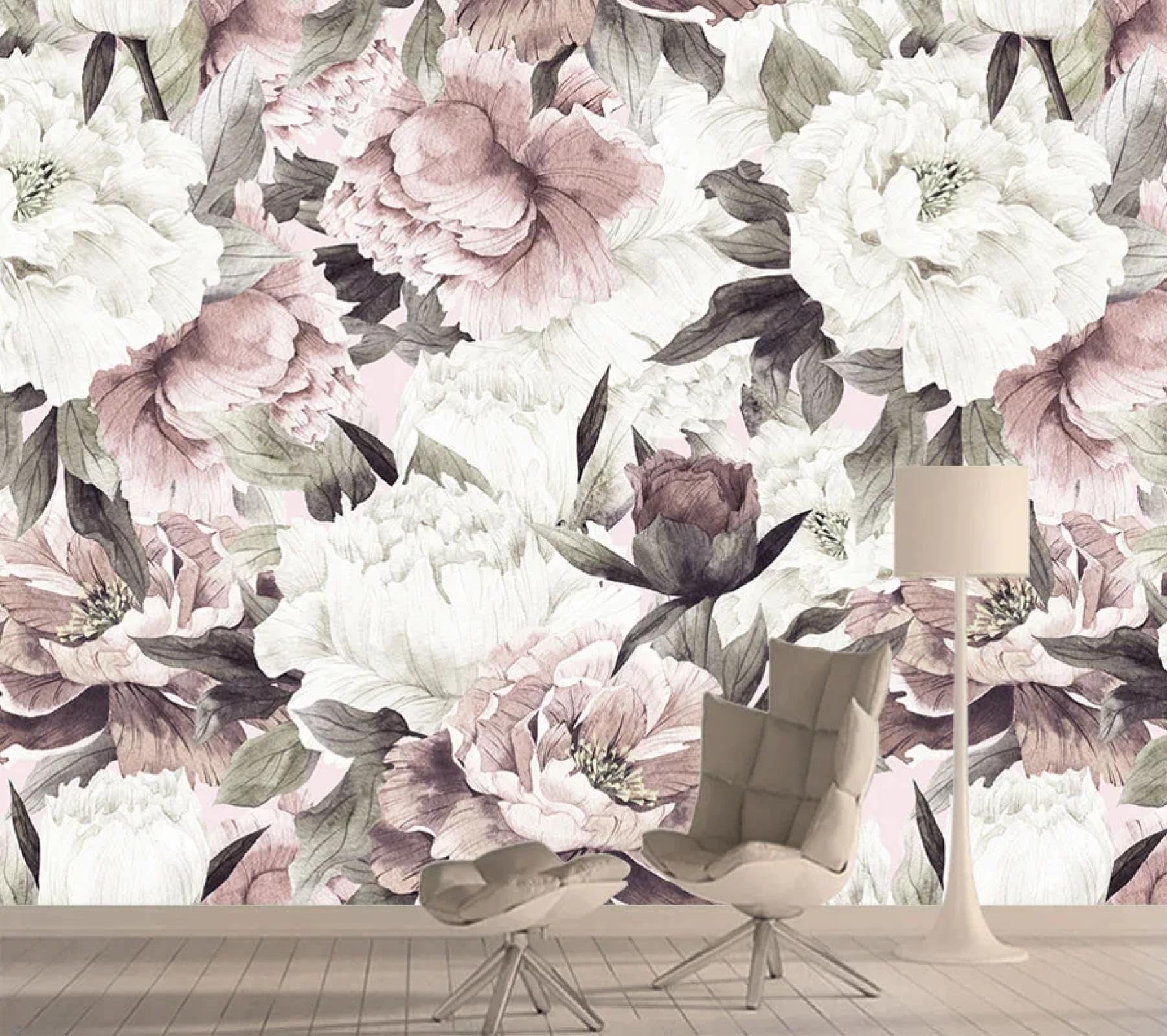 Papier peint salon rose vintage pour une ambiance bucolique 3D