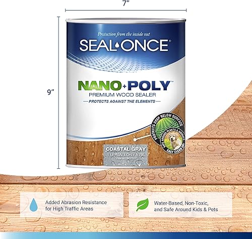 Miniatura 9 de Sellador Seal-Once Nano+Poly de madera penetrante con poliuretano, sellador impermeable de alta calidad, 1 galón, cedro
