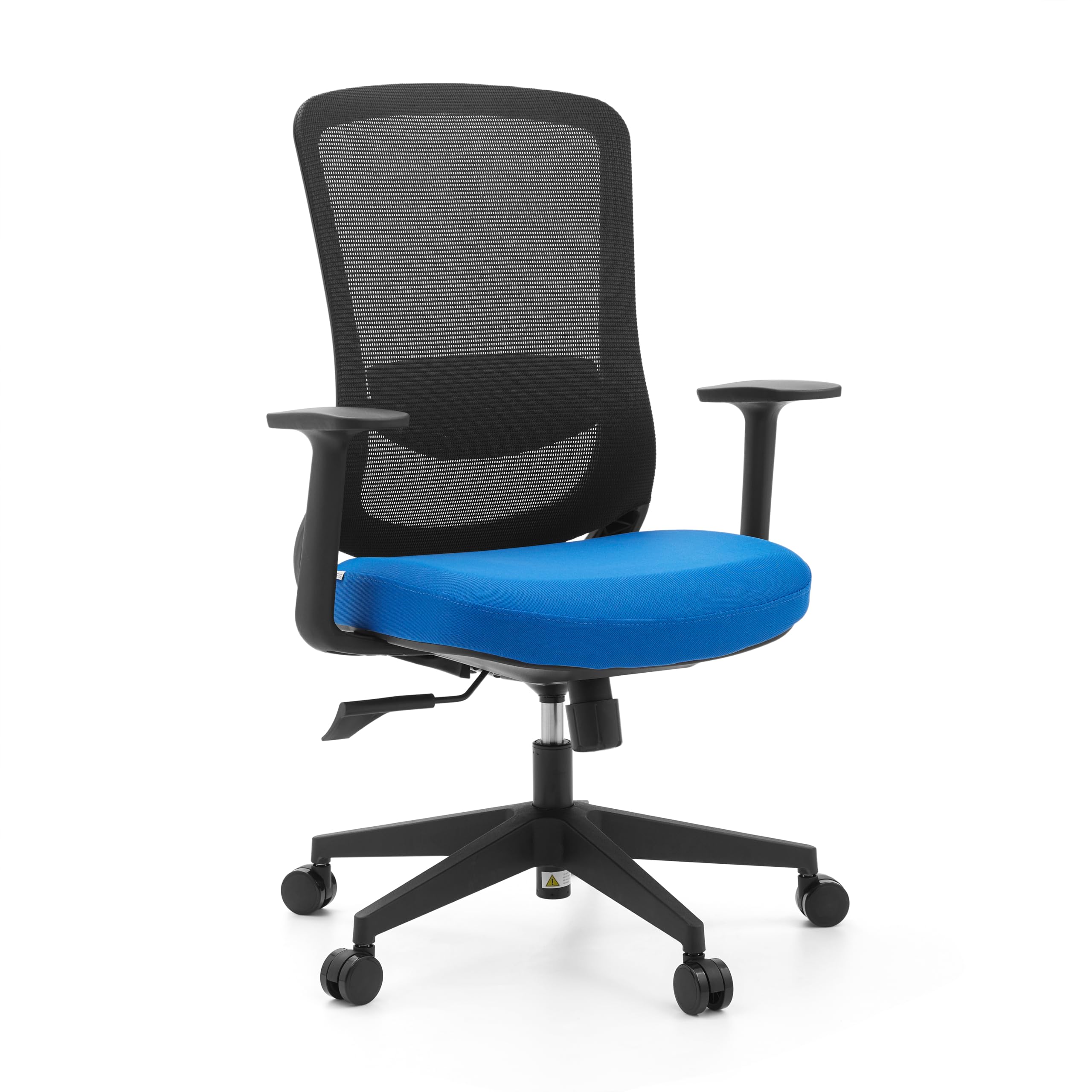 hjh OFFICE Silla de oficina ergonómica Sedito – Silla giratoria con respaldo de malla ajustable, soporte lumbar y asiento en cascada, color negro y azul