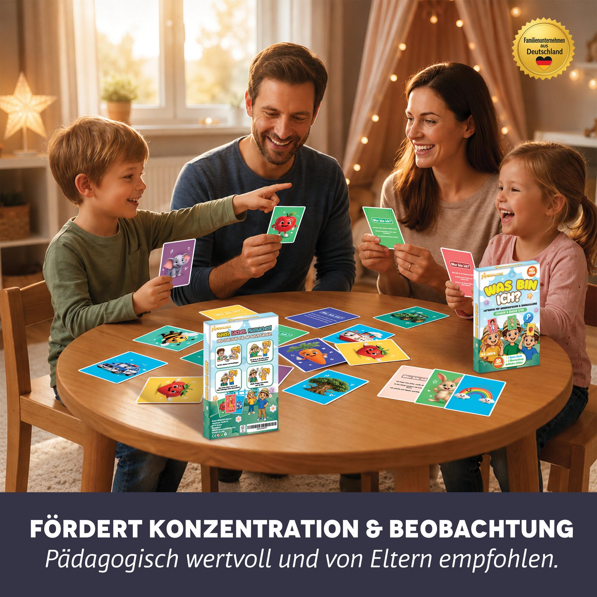 ¿Qué soy yo? el divertido juego de cartas para niños a partir de 4 años - 31 cartas (30 + 1 tarjeta de bonificación) - Juego educativo para concentración & Beoabchtung - Juego de Quadoor