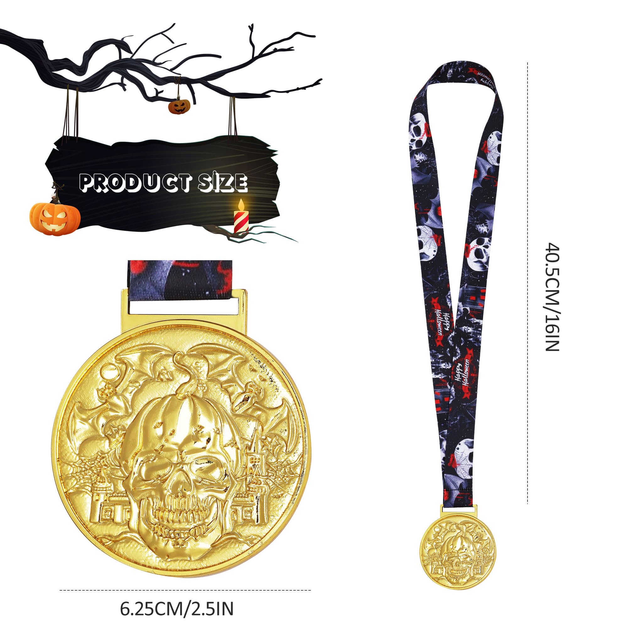 Abaokai Halloween Party Supplies - Golden Best Costume Skeleton Medals Adults Contest Awards Prizes, Skeleton Costume Contest Trophy Awards, Halloween Party Favors (2)