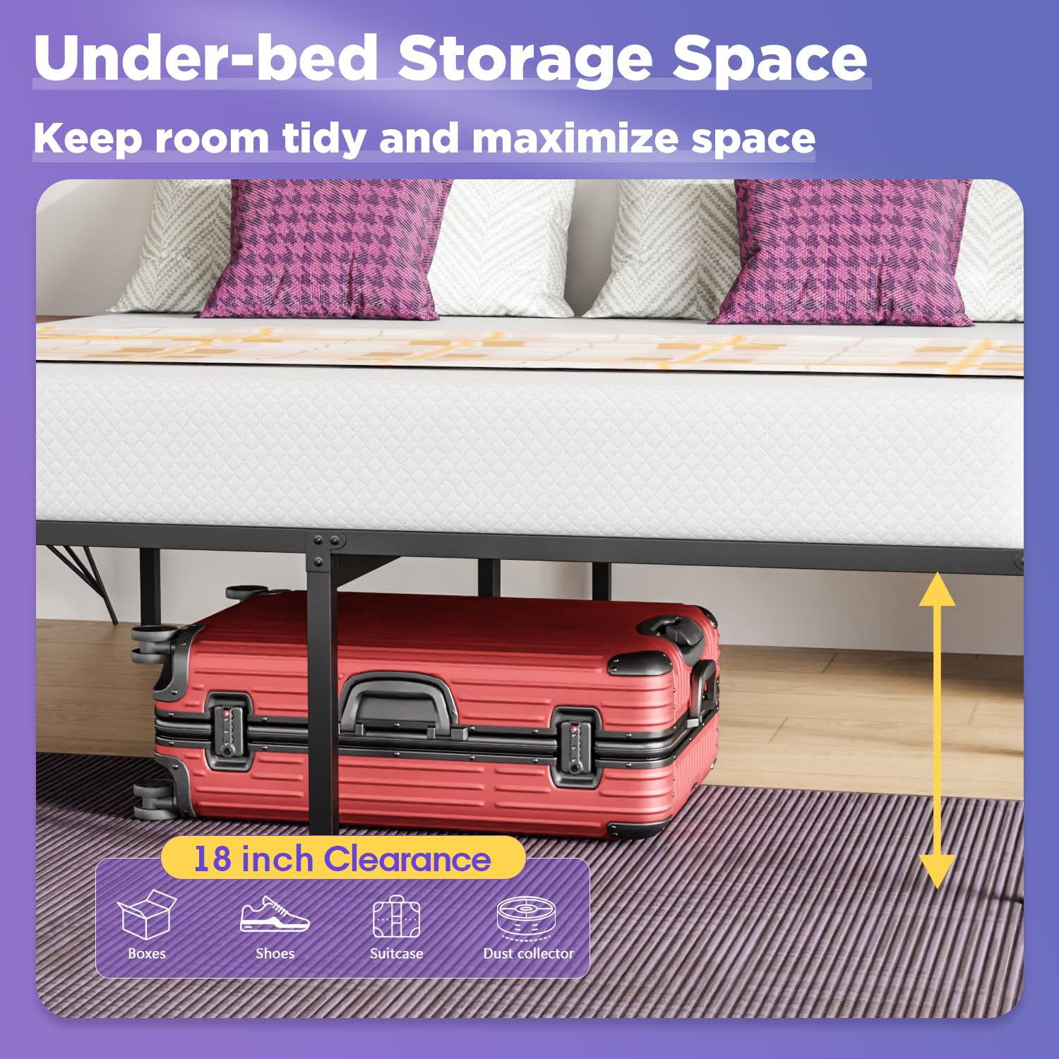 Snapklik.com : PayLessHere 18 Inch High Metal Platform Bed Frame