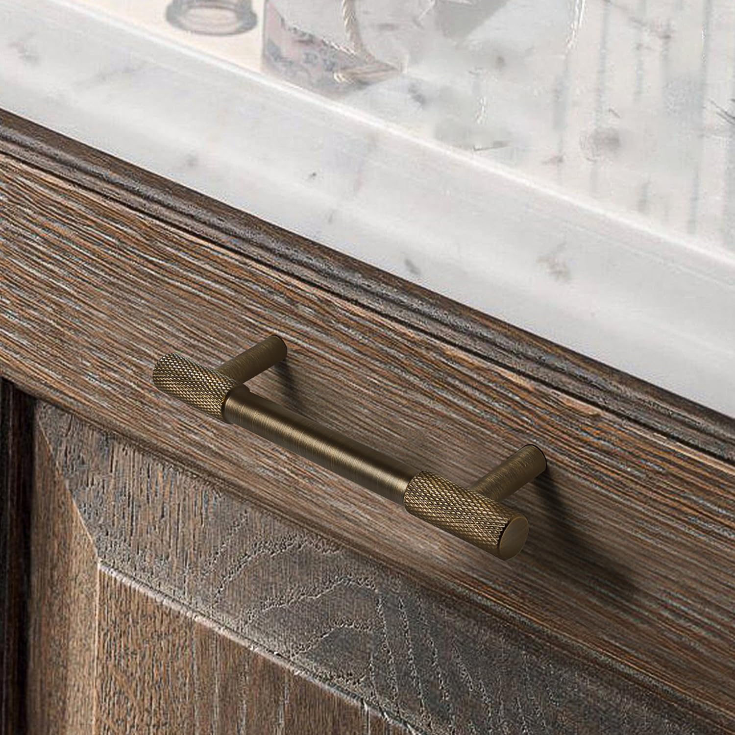 10 Pack 5 Inch Antique Brass Knobs Cabinet Kitchen Pulls Dresser Drawer Handle Hardware Vintage Decorative Pulls, M