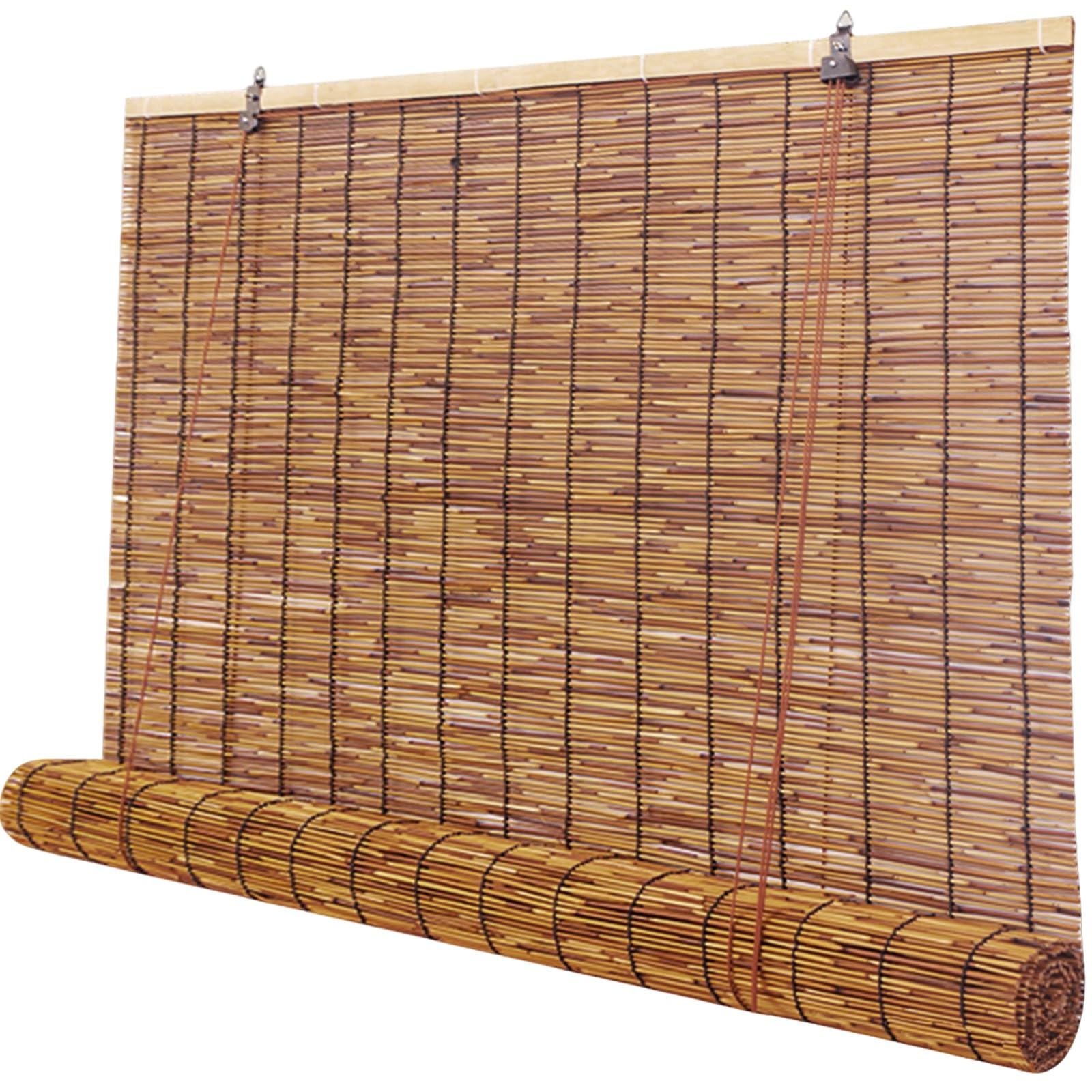 MESCXTY Patio Shades Bamboo Blinds Outdoor Roll up for Porch Privacy Blind, Cordless Blackout Roller Windows Doors, Outside Garden Waterproof Sun Shade Screen(68" W x 84" H)