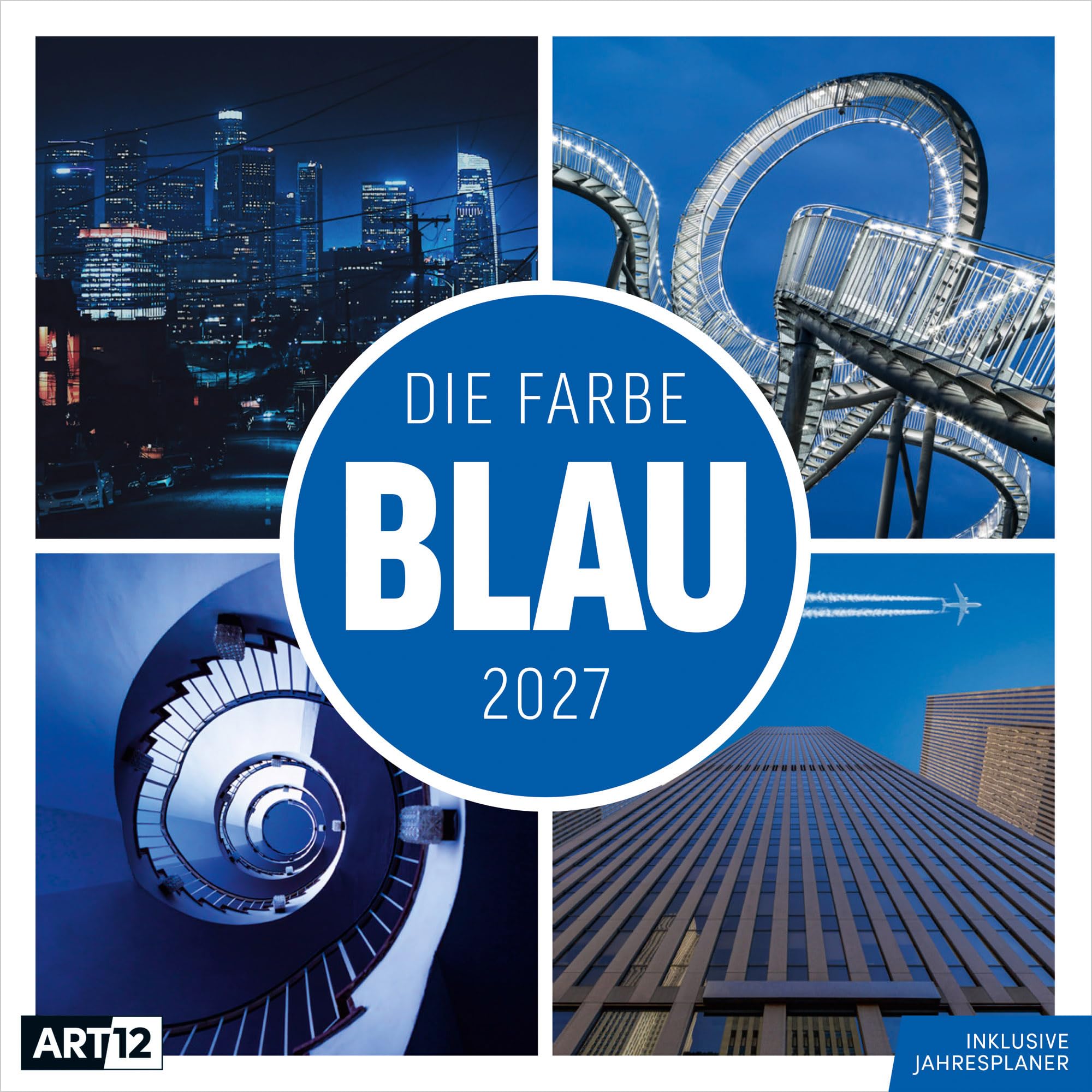 Die Farbe Blau Kalender 2027 - 30x30 - Art12: Ausdrucksstarker Kalender im schlanken Hochformat (aufgeklappt 30x60 cm) | Einträge & Notizen