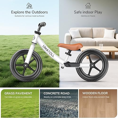 Miniatura 8 de Umatoll Bicicleta de equilibrio para niños de 2 años, juguete de bicicleta para niños de 18 meses a 5 años, ajuste sin herramientas, regalos para