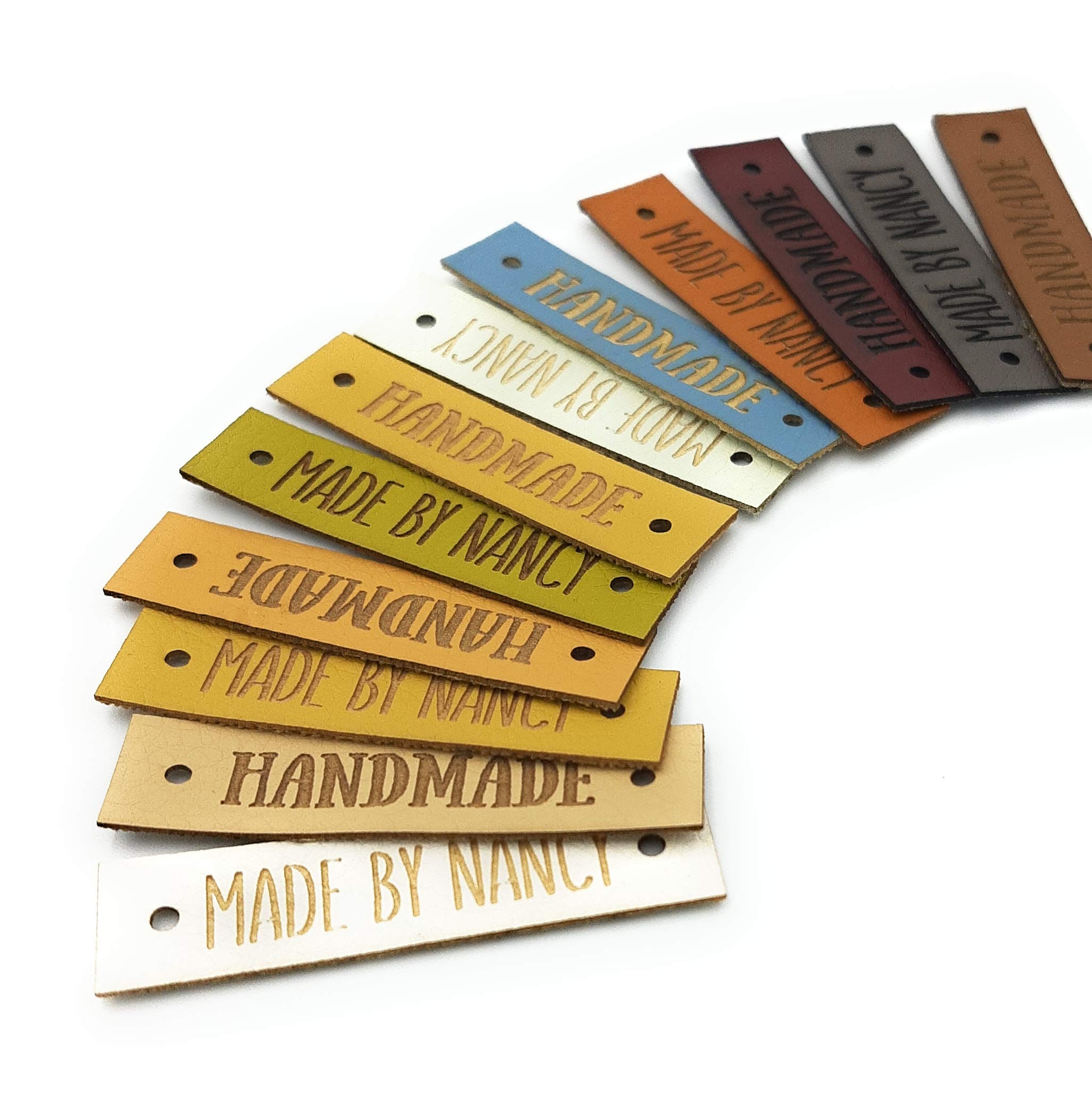 Lederetiketten, Vegan Leather Labels, Kunstleder Etiketten zum Einnähen, Personalisierte Etiketten, Logo Etiketten, Branding Labels, 25 St.