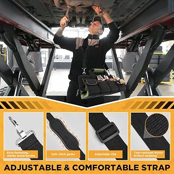 WELDUN Tool Bag 15.5 Inch, 17-Pocket Portable Tool Box Organizer Storage
