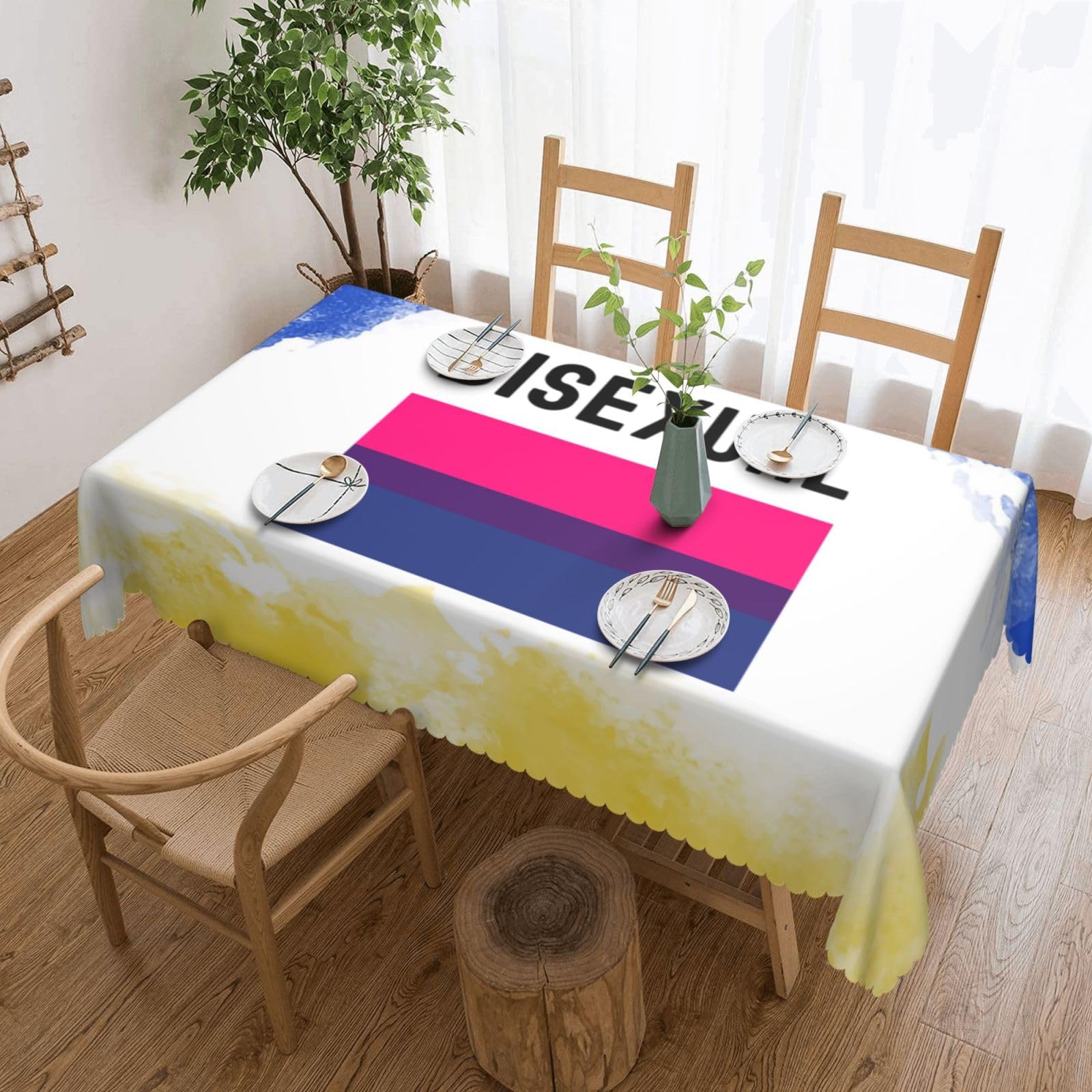 SMAZDFXX Bisexual Pride Flag - LGBT Bisexual Gifts 54 x 72in Table Cloth,Polyester Rectangle Tablecloth for Kitchen Dining