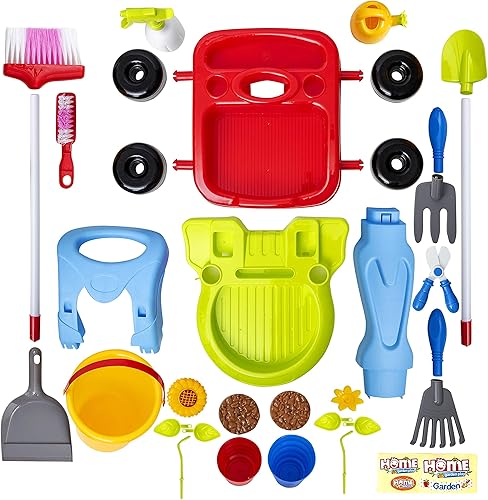 Miniatura 3 de The M World Next Milestones - Juego de limpieza para niños herramientas de jardinería 24 piezas de juguetes de limpieza de jardín con rastrillo de