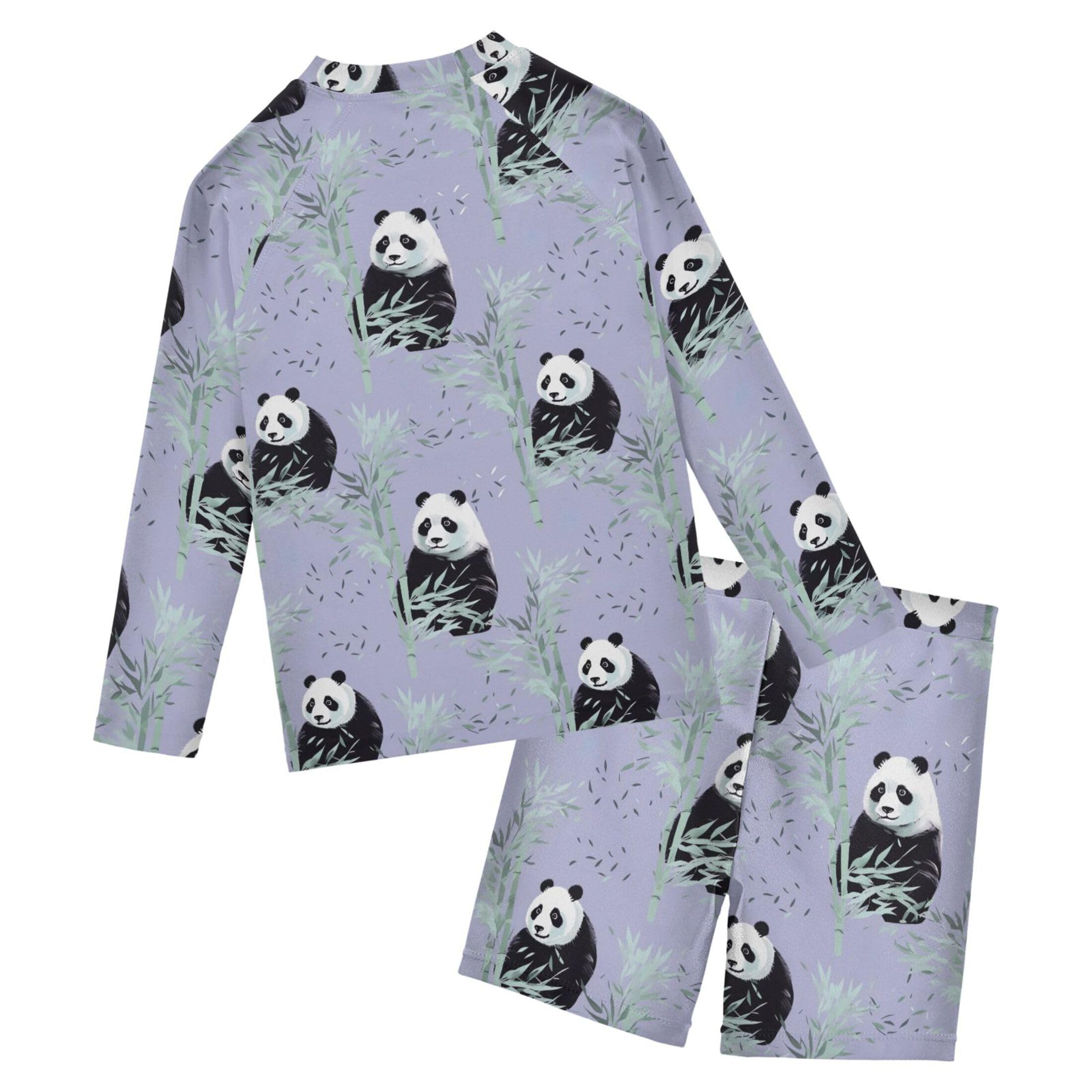 Panda Cute Animal Toddlers and Baby Boys' Swimsuit Trunk and Rashguard Set B0403746