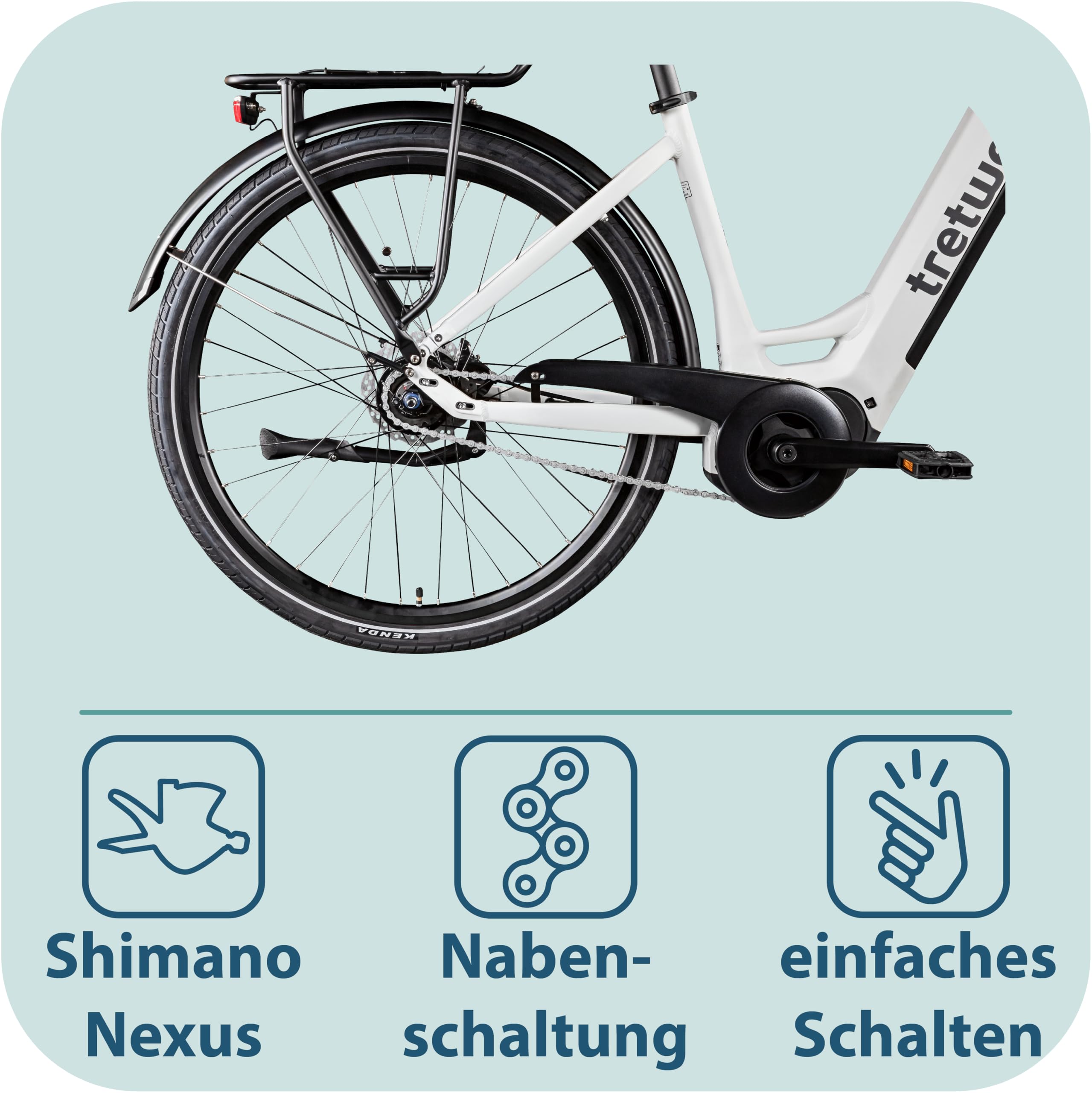 TRETWERK - 28 Zoll E-Bike - Damen City Bike - Amber Nexus - Pedelec Damenfahrrad mit Shimano Nexus 7 Nabenschaltung - E-Cityrad Elektrofahrrad mit Mittelmotor 250W 36V 522Wh 80Nm