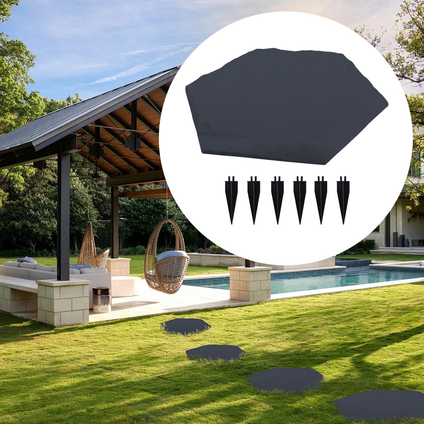 Pas Japonais, Décoration de Sol Extérieur, Lot de Dalles de Jardin avec Piquets pour Chemins Terrasse Piscine Aire de Jeux Extérieur