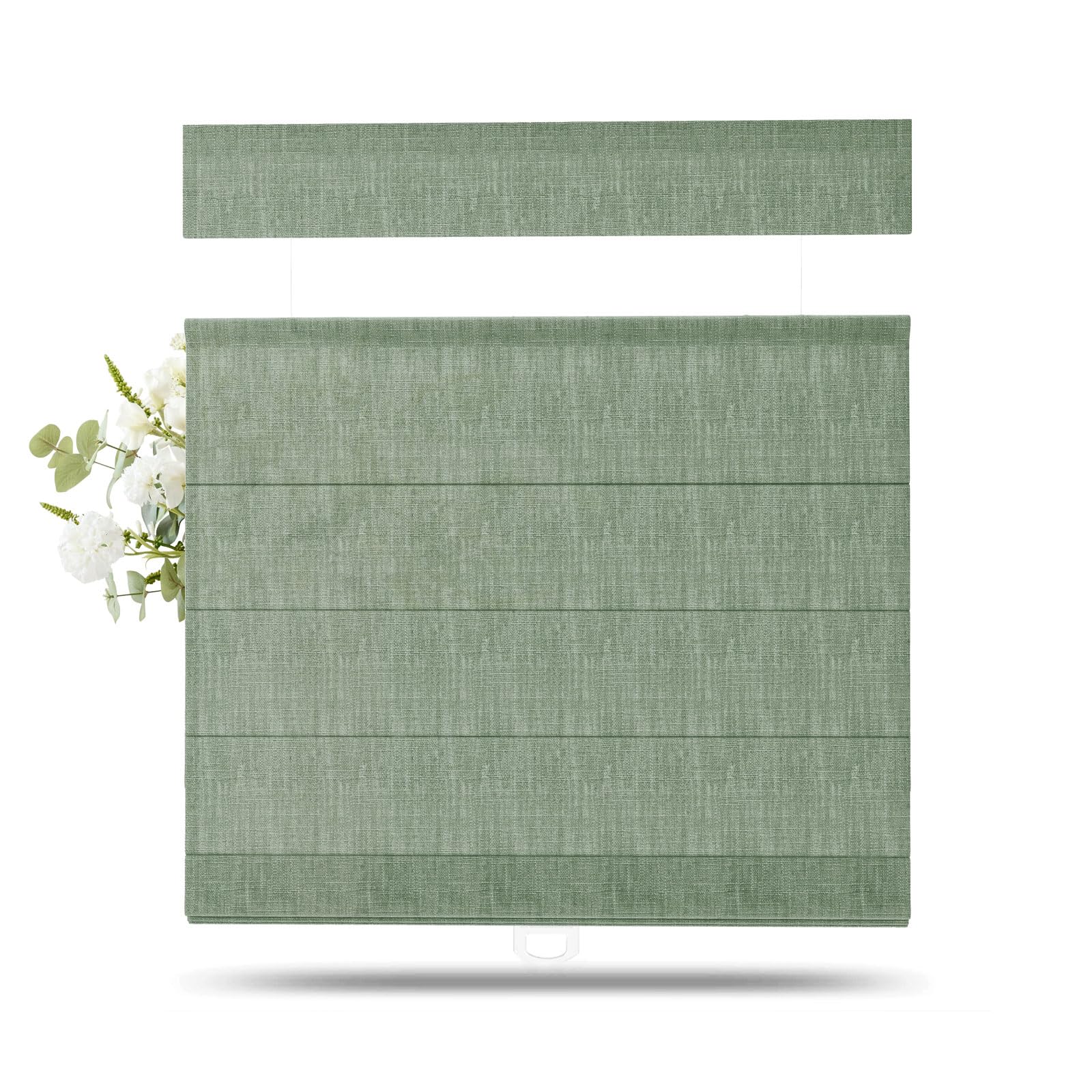 TWOPAGES Liz Linen Top Down Bottom Up Roman Shades for Windows, Lagoon