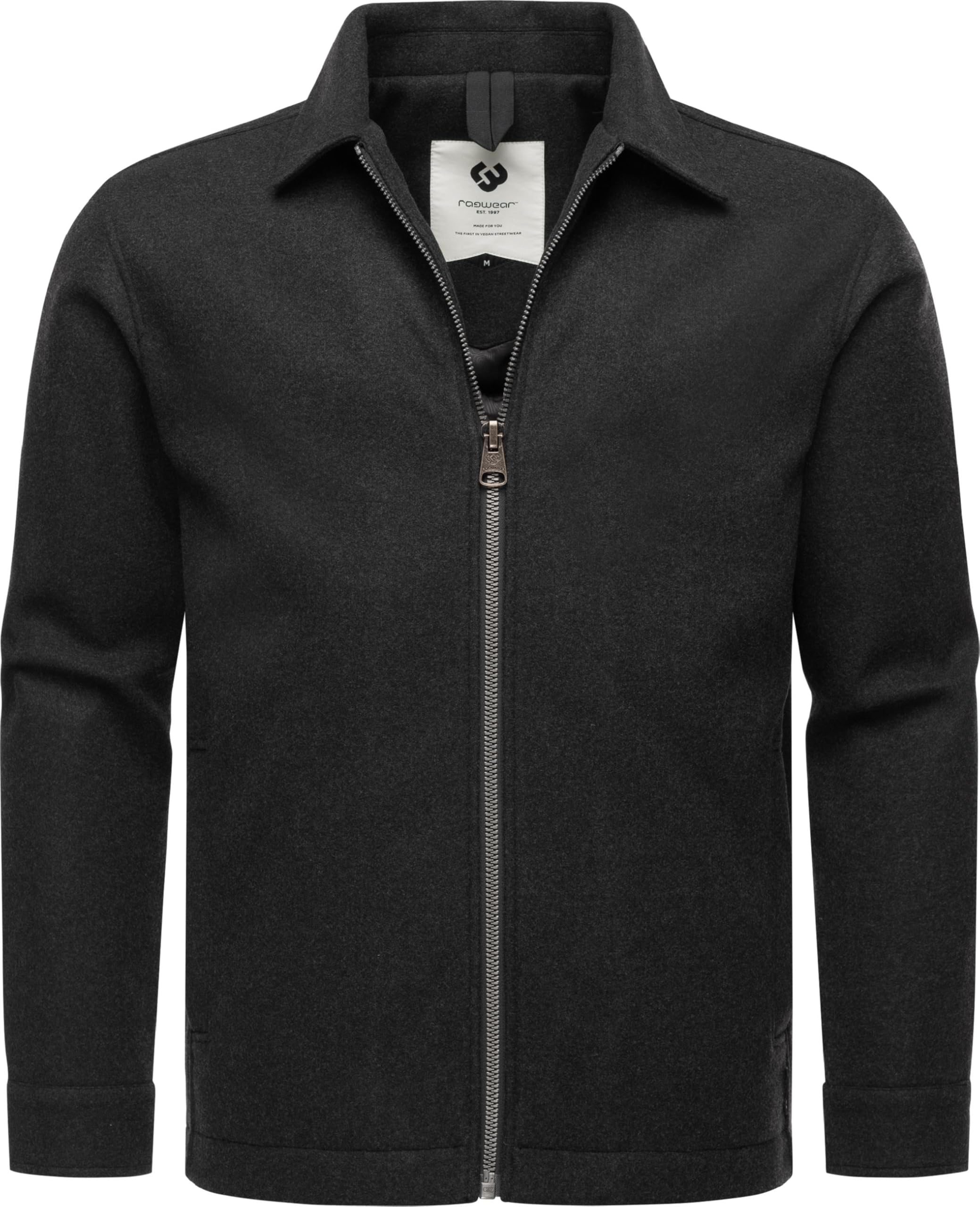 Ragwear Men's Dark Grey Youmodo Warm Transition Jacket In Wool Look Lightweight Winter Jacket For Mild Days With Classic Shirt Collar Azzte Felt Youmodo S-3Xl, L