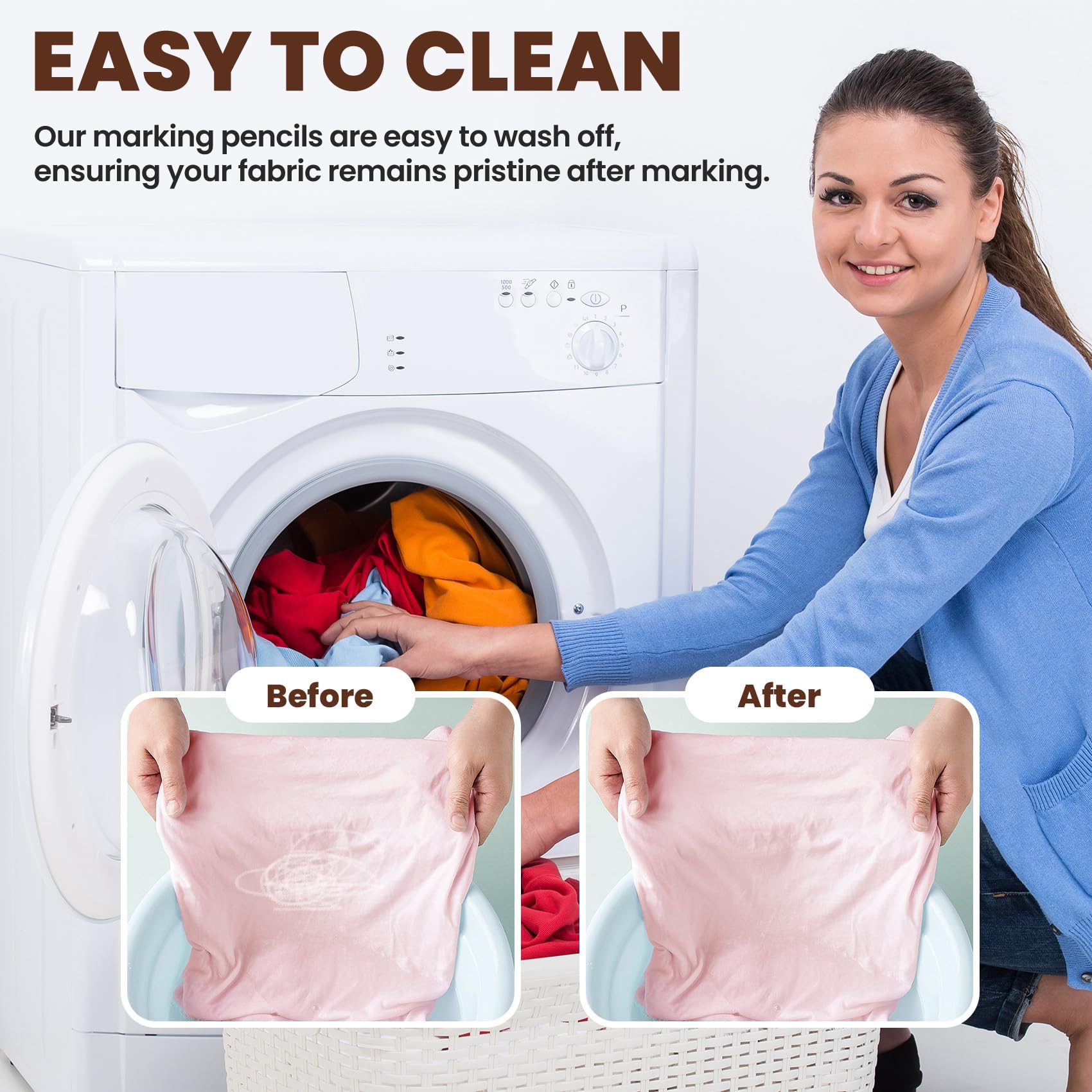 STSTR 4PCS 8.75 cm Fabric Sewing Pencils, Washable Fabric Makers, No Dust Sewing Tailors Chalk, Fabric Marking Pencil for Quilting, DIY Crafts, Sewing - White - Image 6