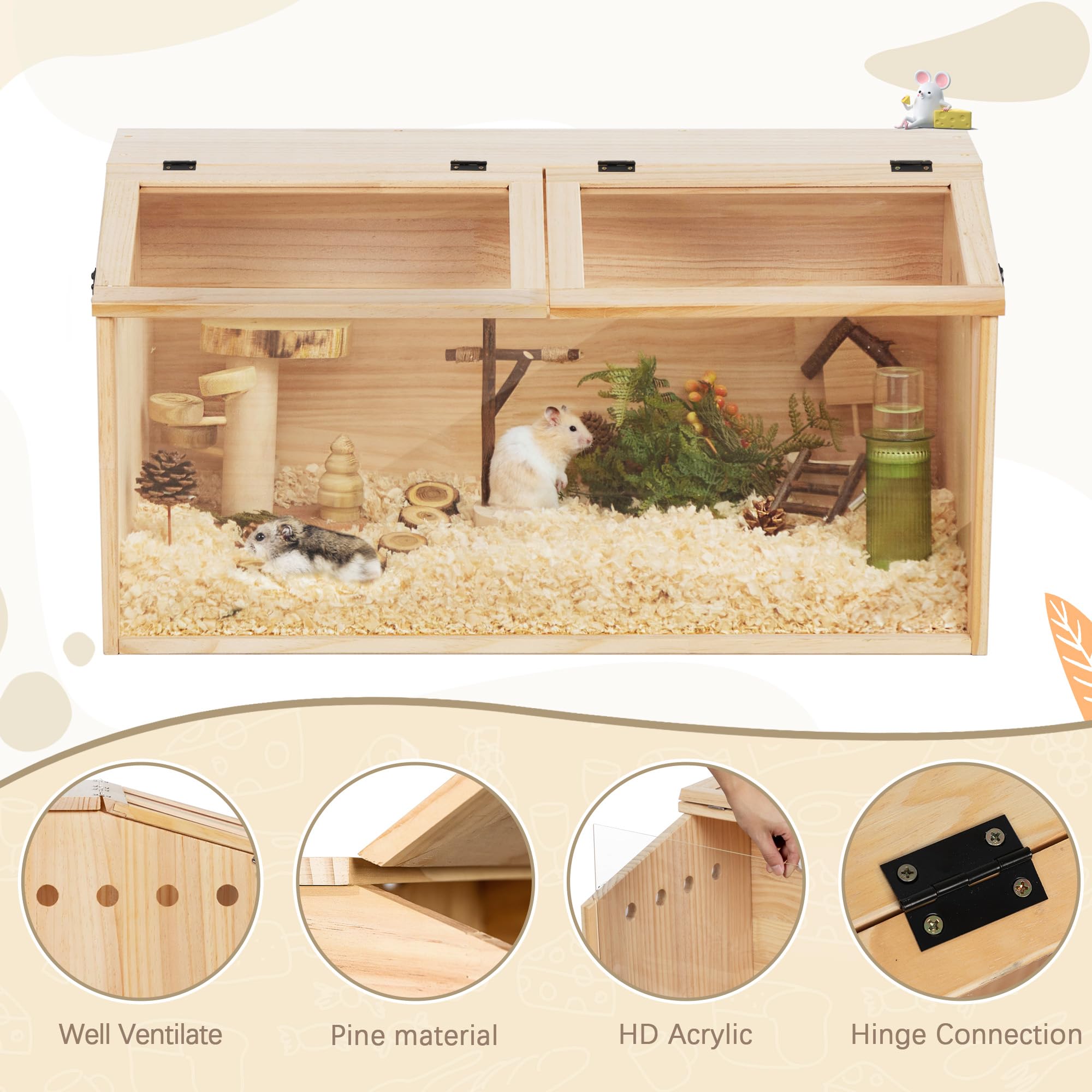 Ventilated Pet Cage 31.5" Wooden Hamster Cage β Large Habitat With ...