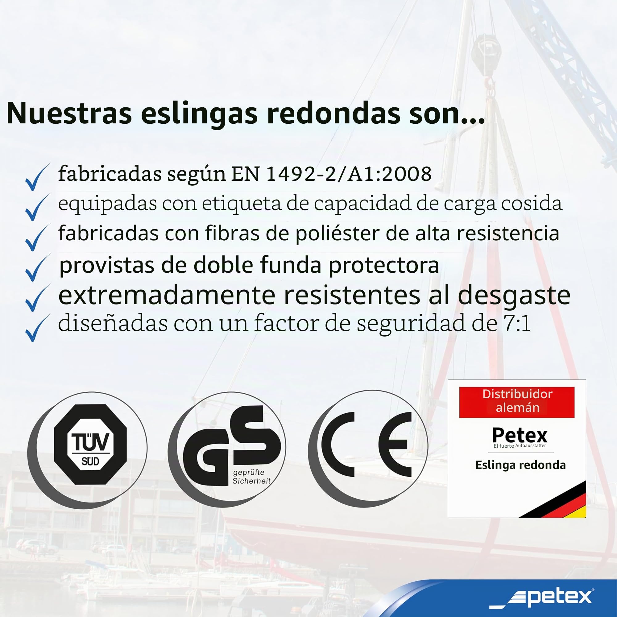 PETEX WLL Eslinga redonda 1000 kg 1 m DIN EN 1492-2 morado