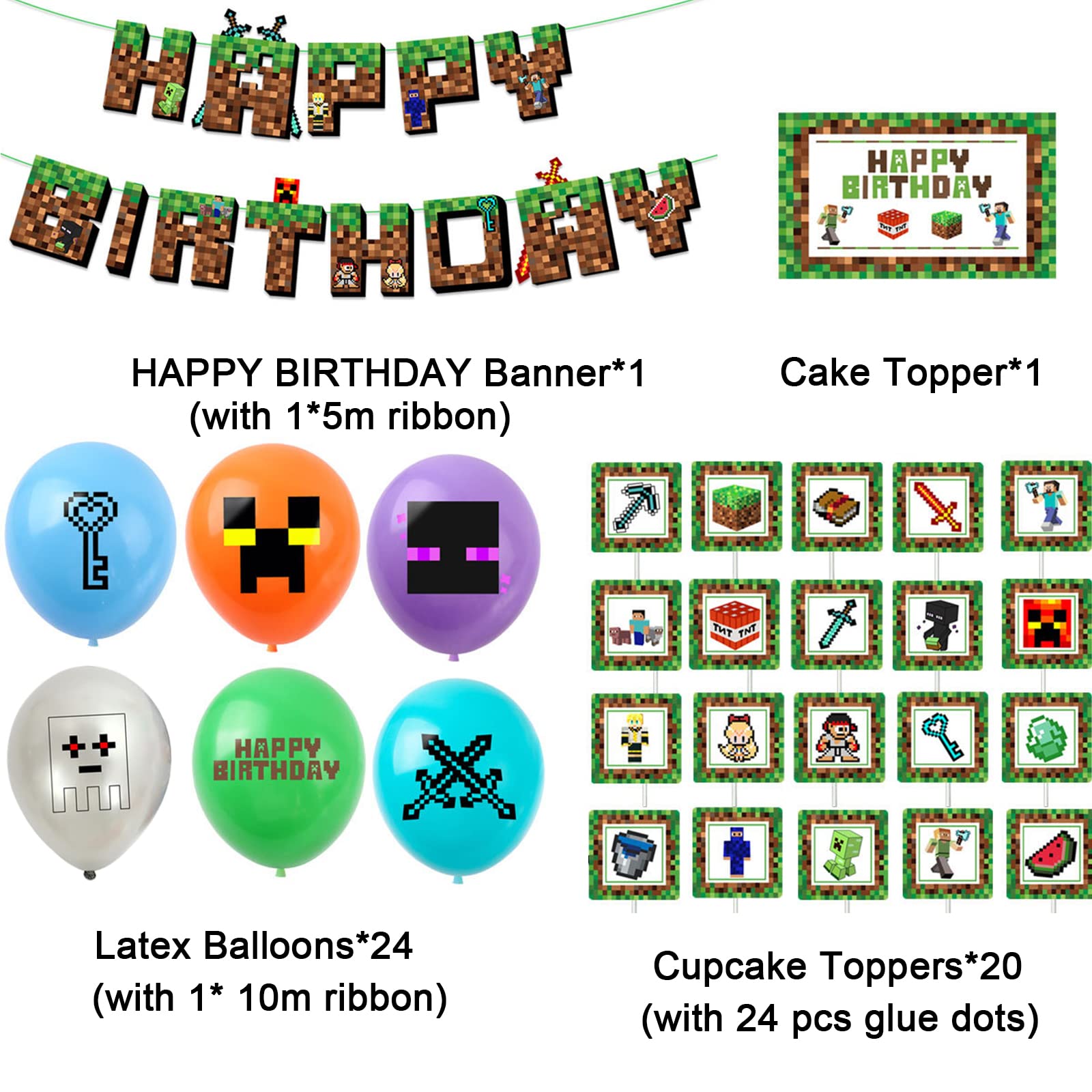 Buy Minecraft Birthday Party Decorations Set, Minecraft Party Supplies
