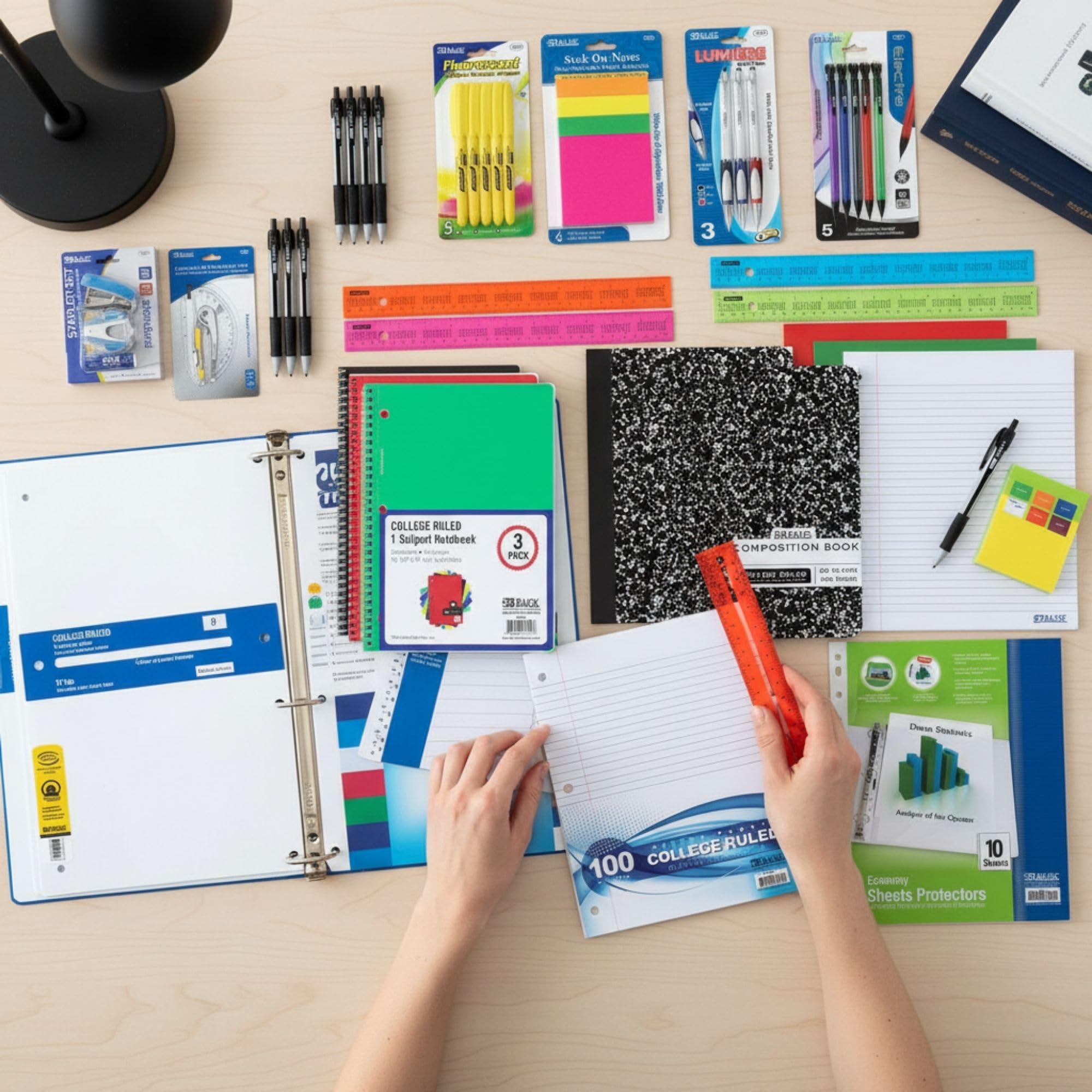 OMURA Apprentissage | Kit de 70 pièces Essentiels pour la rentrée Scolaire avec Vente au détail d'une Valeur de Plus de 179,99 $ | pour collège et lycée