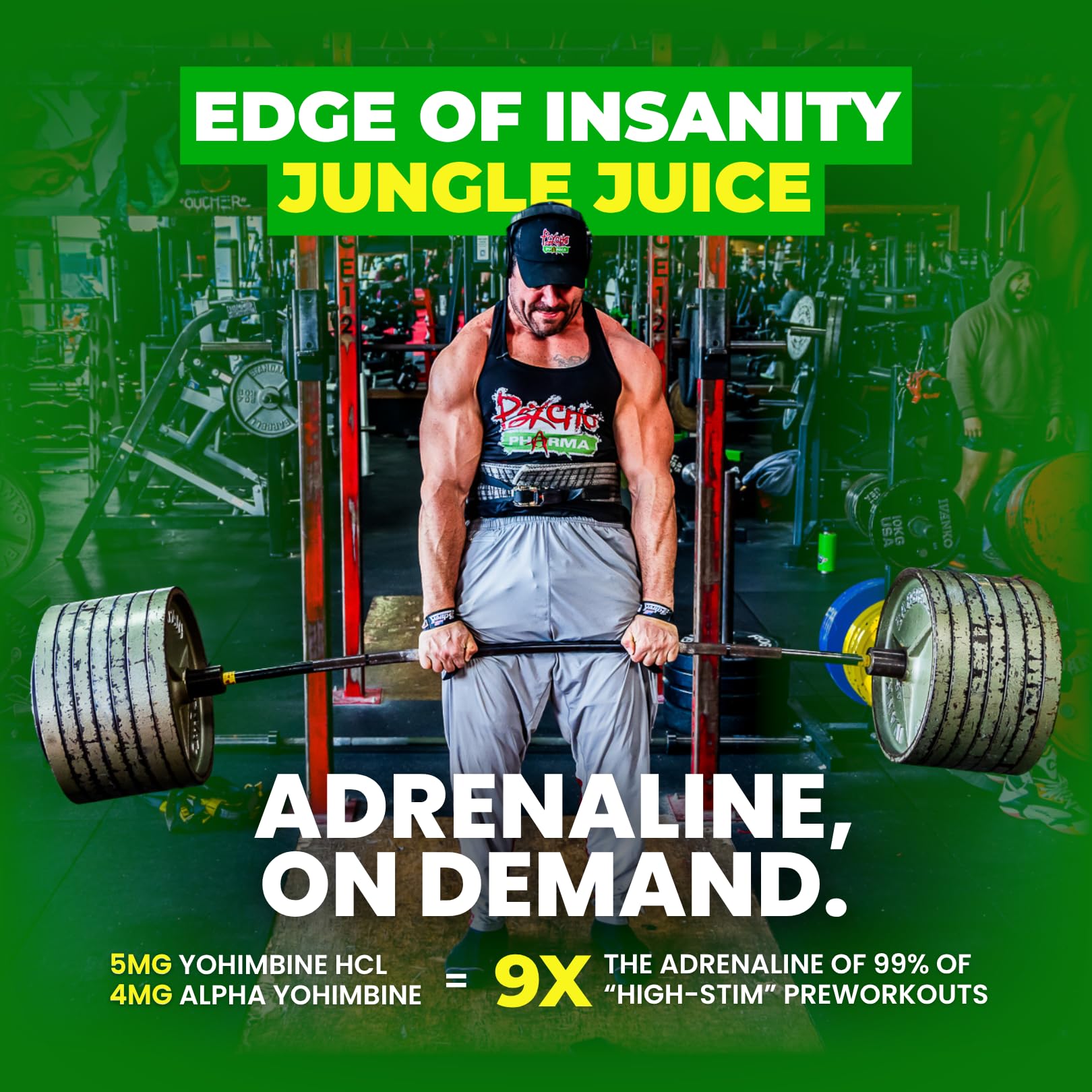 Psycho Pharma Edge of Insanity High-Stim Pre-Workout Powder – Intense Energy, Focus, Strength and Muscle Pumps – Advanced Pre Workout Supplement (Jungle Juice) — Amazon image 3