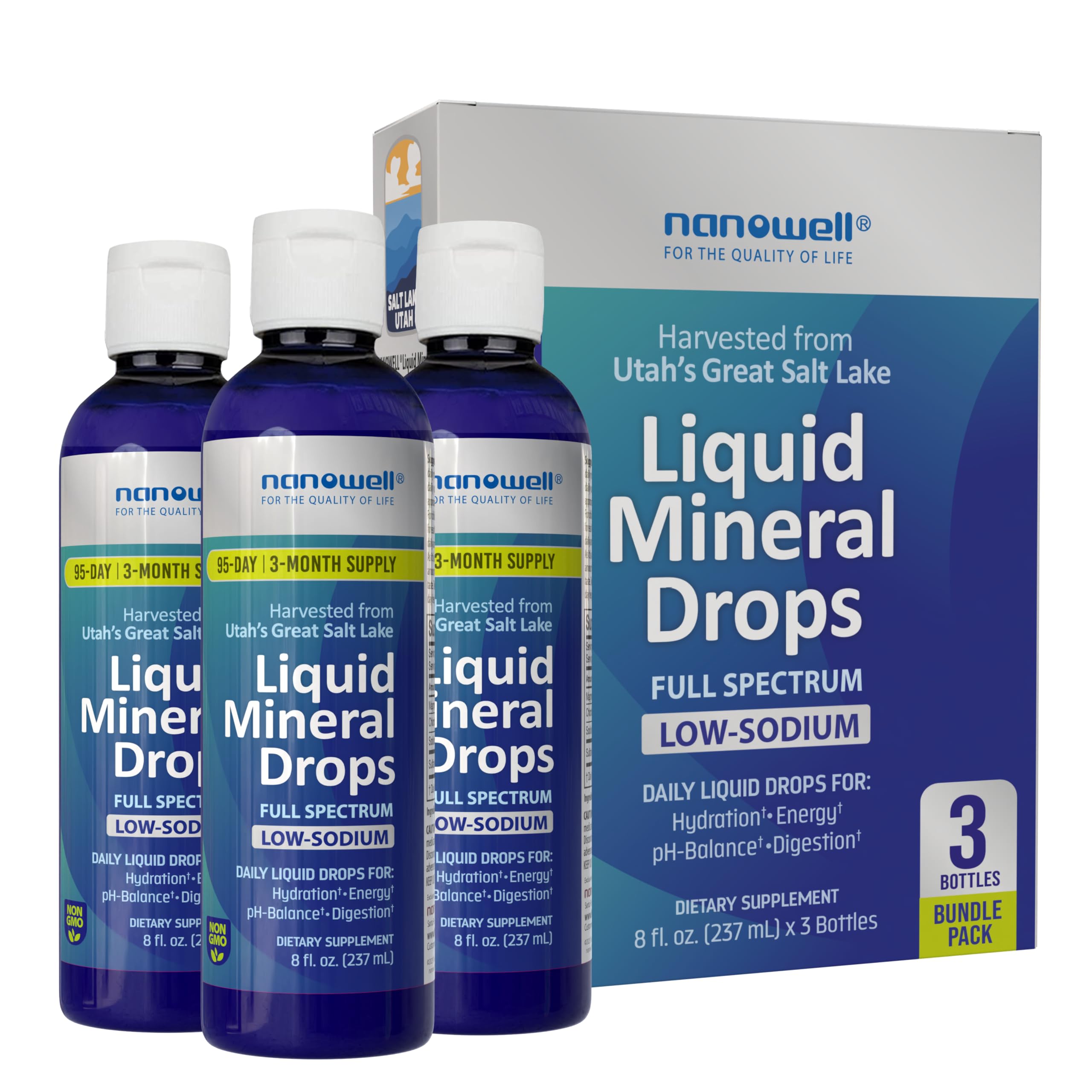 Nanowell Trace Mineral Drops, 8 fl oz, 70+ Ionic Minerals for Hydration