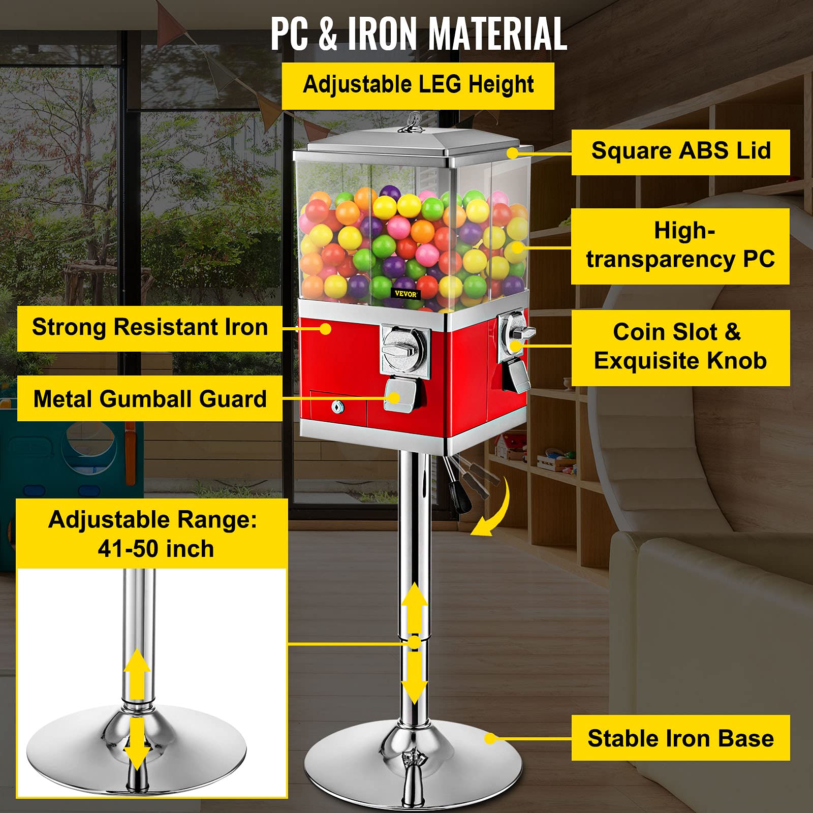 VEVOR Candy Vending Machine with Stand,Red Candy Dispenser,Rotatable