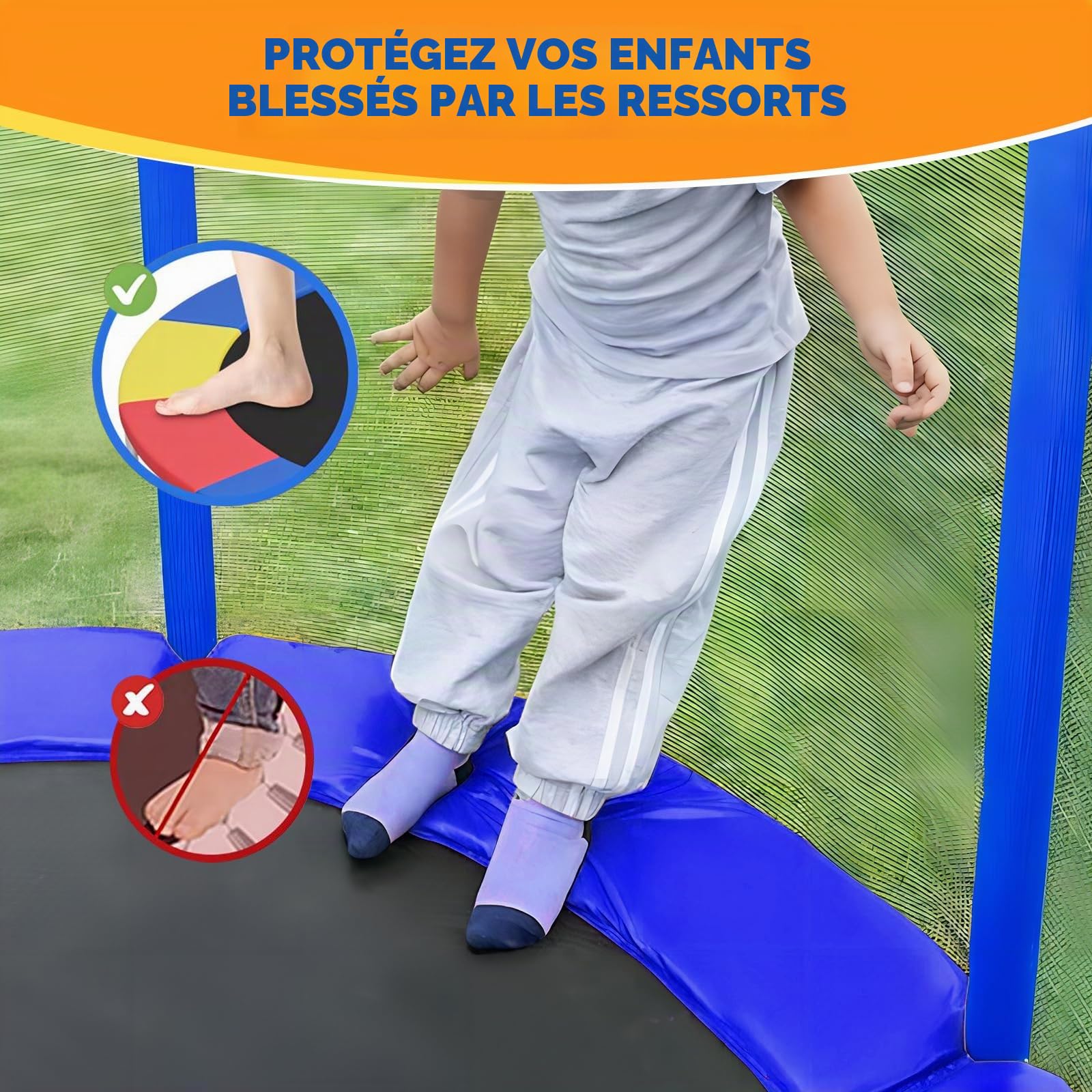 Coussin de Protection de Trampoline, Ø 244 305 366 427 cm, Coussin de SÉcuritÉ de Remplacement, RÉsistant aux Rayons UV Anti-dÉchirure Protection Bordure, Trampoline Couverture Rembourrage Multicolore