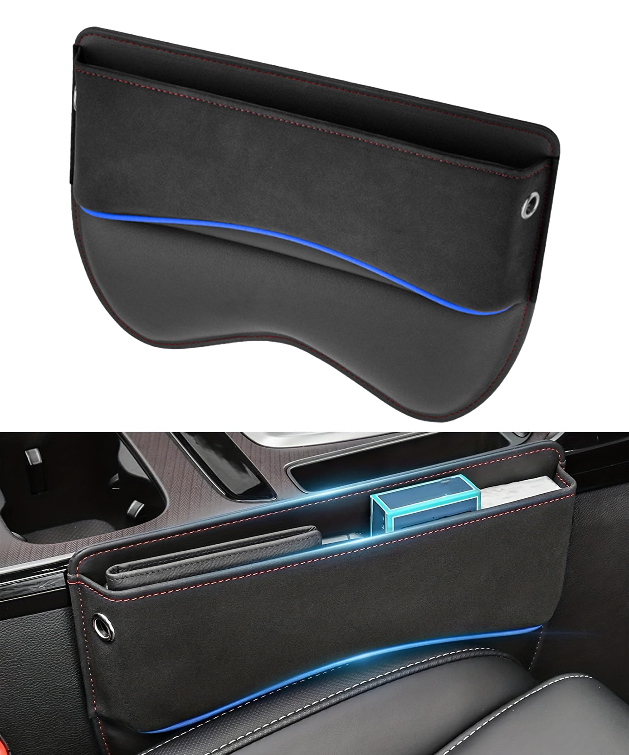 ONEMAJI Car Seat Gap Filler Organiser for Abarth 500 500L 500X Bravo 2022, Car Console Side Pocket Multifunctional Interior Storage Box Seat Crevice Caddy