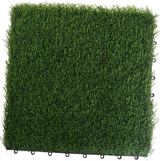 Yardwe Artificial Turf Floor Green Area Rugs Outdoor Turf Grass Floor Rug Interlocking Fake Grass Tile Synthetic Astro Turf Lawn Fake Grass Carpet Balcony Decor Turf Grass Decoration Moss