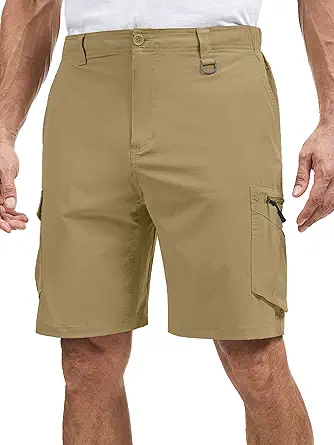 Yevtzl Mens Cargo Shorts, Lightweight Hiking Shorts for Men, Multi-Pocket Quick Dry Fishing ShortsFor Golf,Camping, Travel