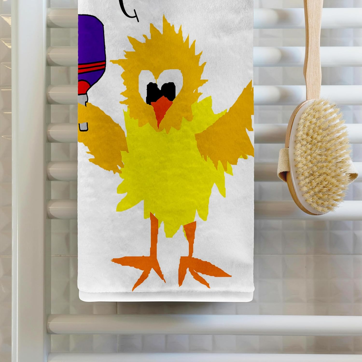 3dRose Funny Cute Pickleball Chick Chicken Playing Pickleball Sports Cartoon 22x30 Bath Hand Pool Towel
