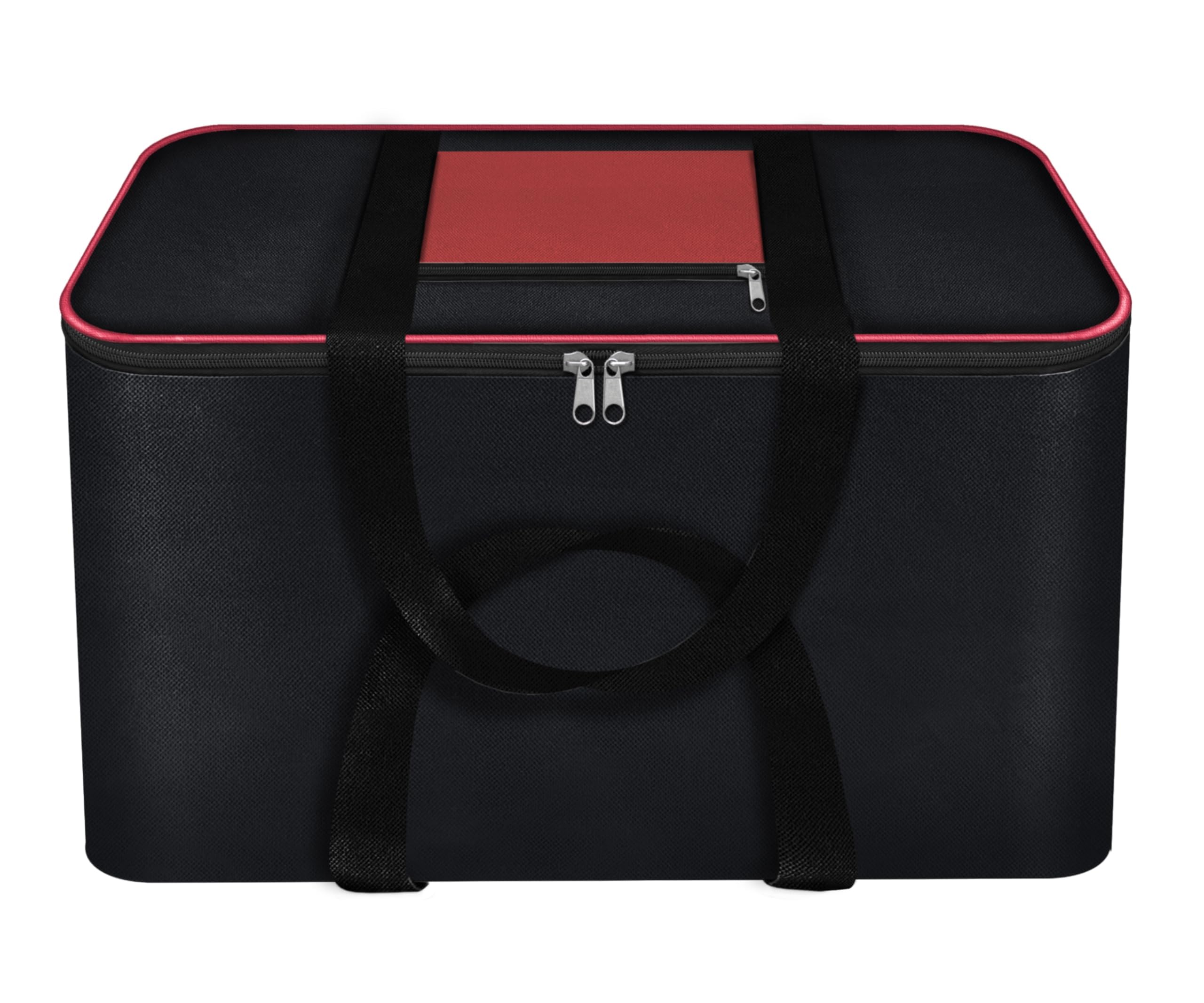 Durable Insulated Cooler Bag with Zipper Closure and Handles – Perfect for Picnics, Travel, and Food Storage (Black Red, 1)-image-35