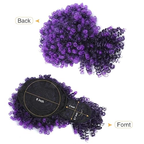 Miniatura 4 de ENTRANCED STYLES Cola de caballo con cordón y flequillo, extensiones de cola de caballo afro para mujer, cola de caballo corta y rizada con