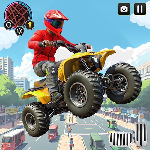 ATV Quad Bike Simulator 3D games - Mega Tricky Ramp Racing Stunts Transport - Impossible Fourwheeler City Driving with Ultimate Speed - Ride Extreme Traffic Tracks - Motorbike Accident Simulation