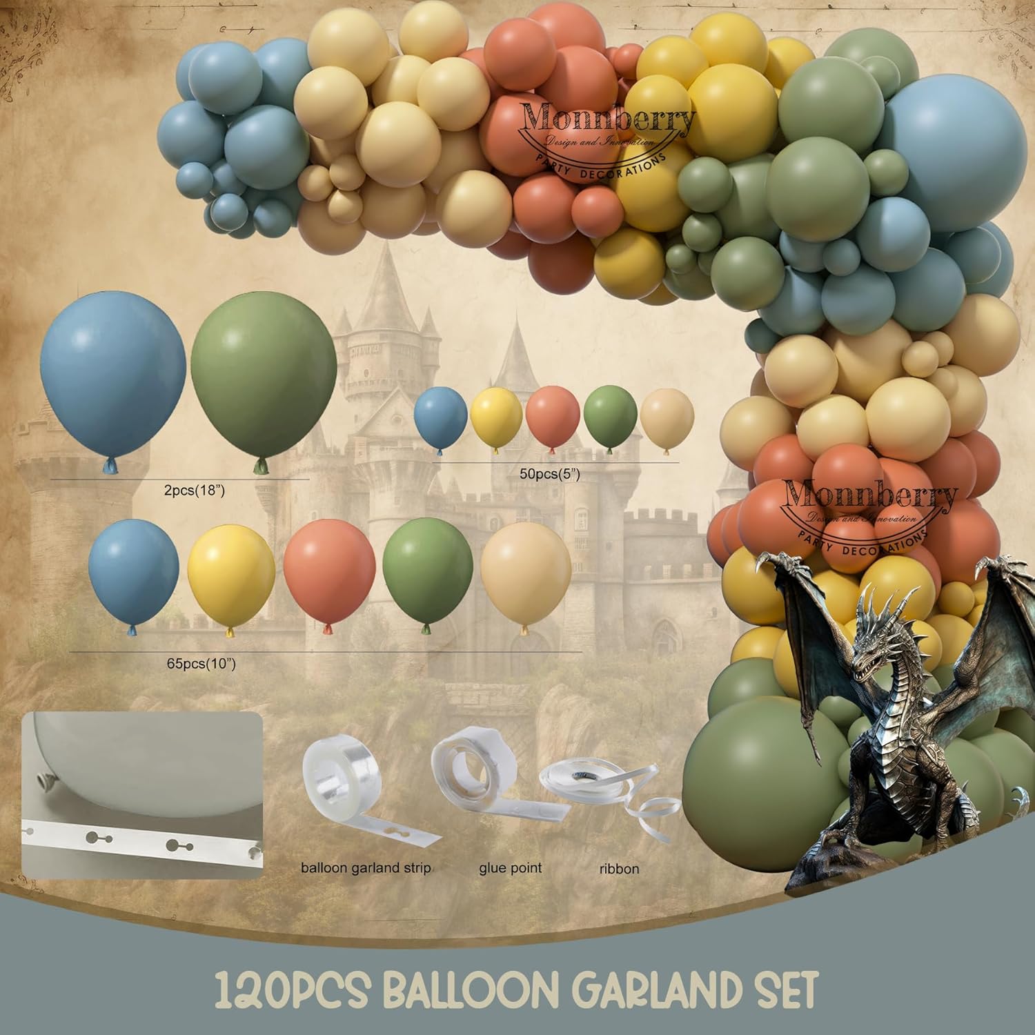 Dragon Birthday Party Decorations Supplies with Dragon Theme Happy Birthday Backdrop Banner Tablecloth Balloon Arch Honeycomb Centerpieces