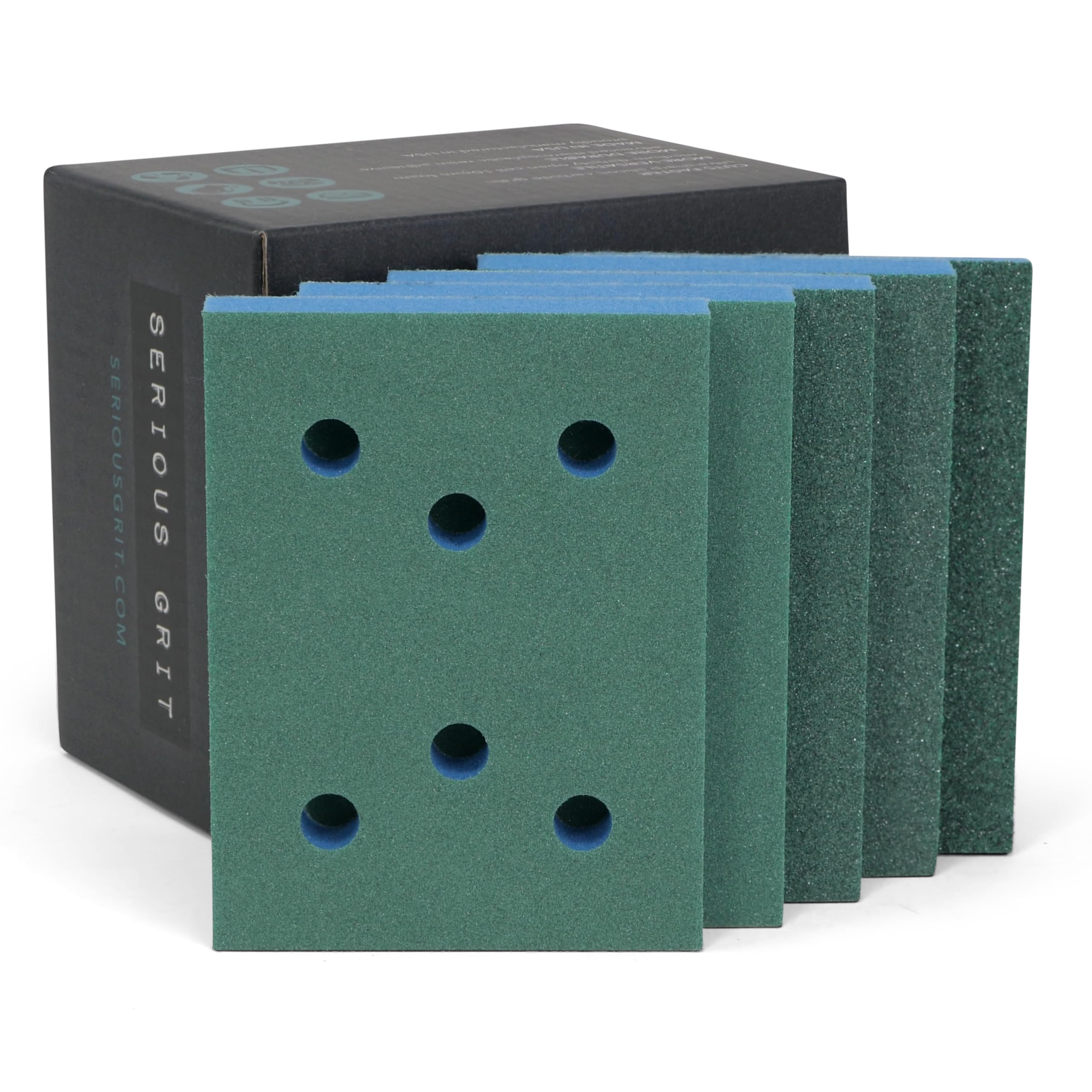 Serious Grit - 3x4 5mm Foam Sanding Pads Assortment - 10 Pack Box