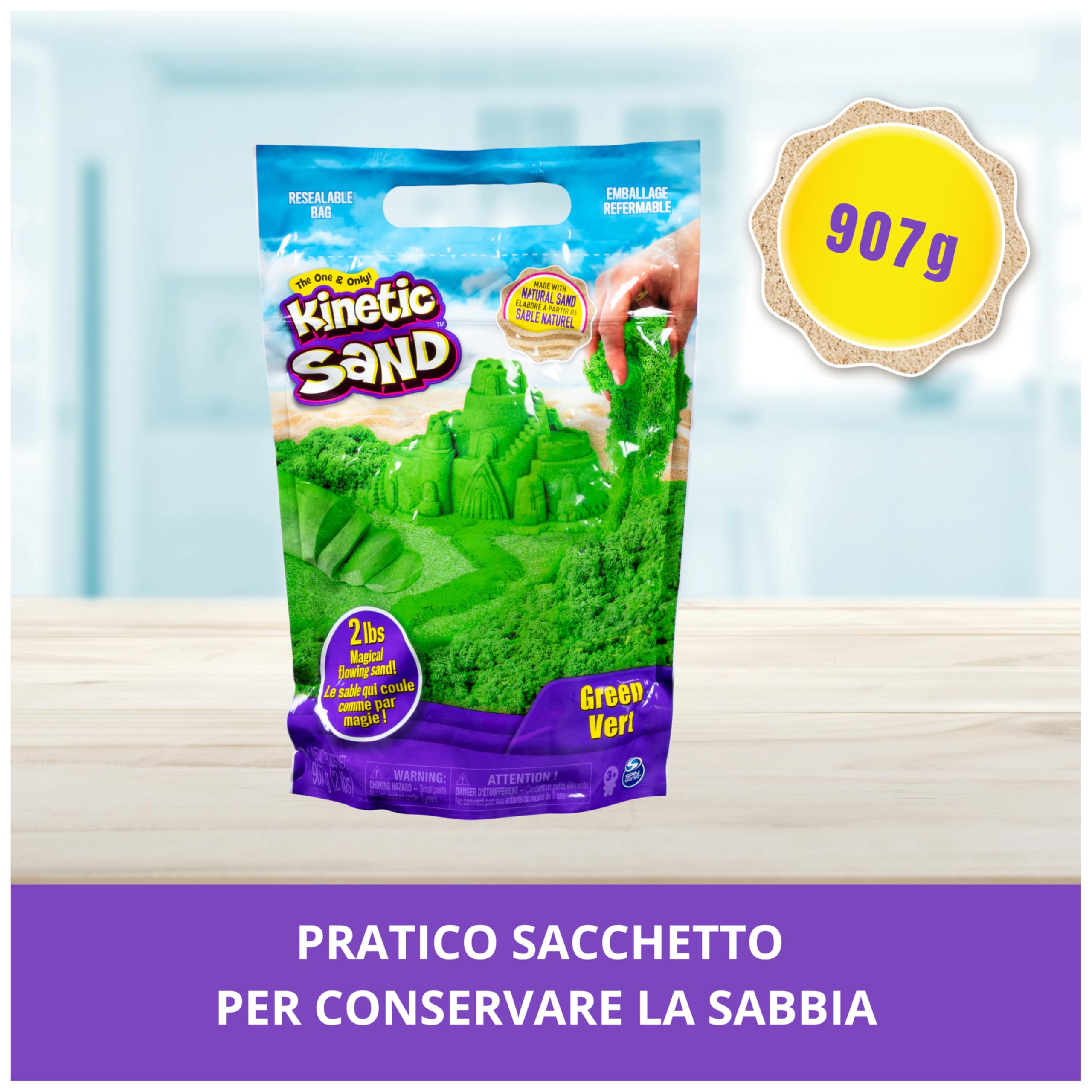 Kinetic Sand, Sacchetto con 907Gr di Sabbia Cinetica Colorata, 3+ Anni