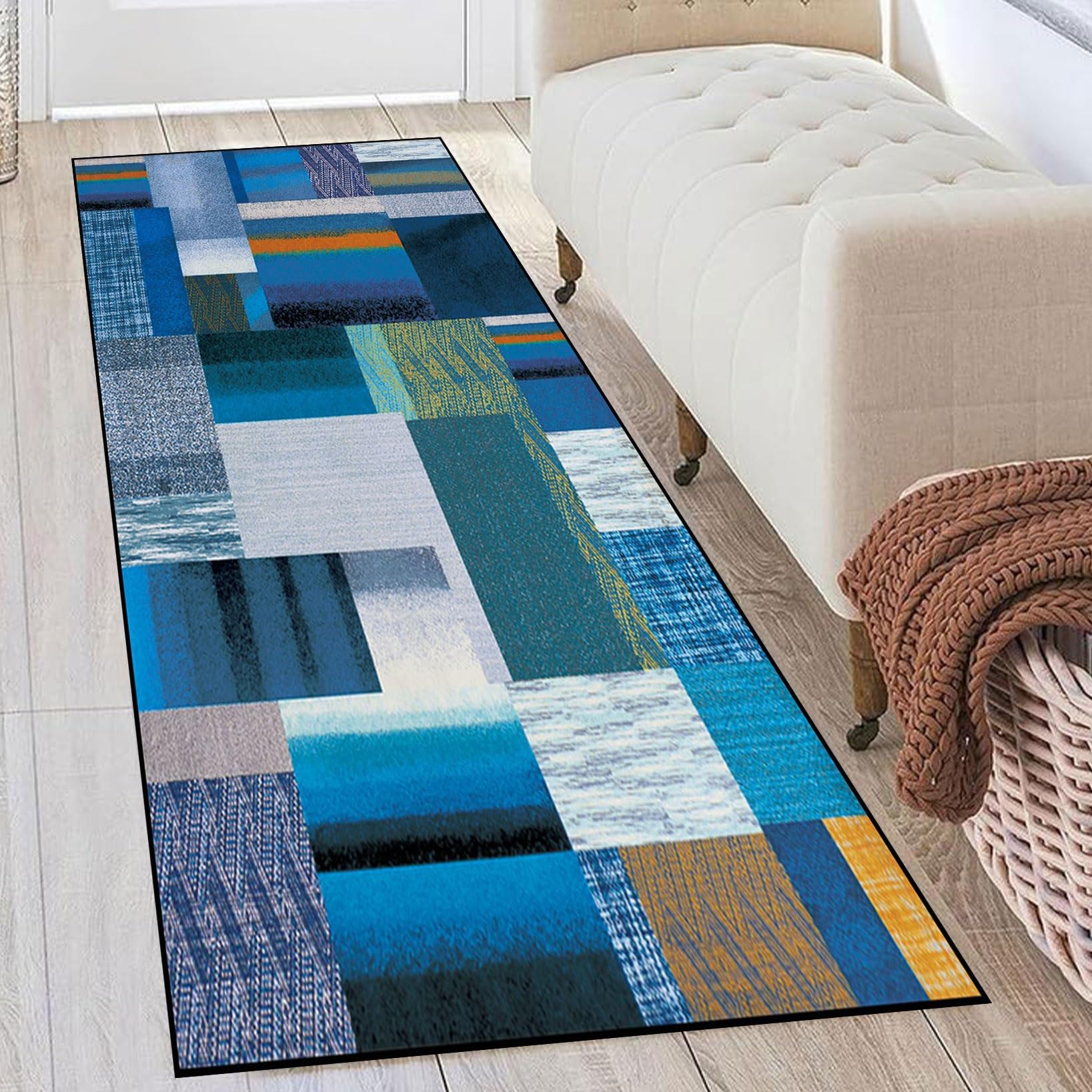 Alfombras de cocina de pelo corto con estampado geométrico y aislamiento antideslizante