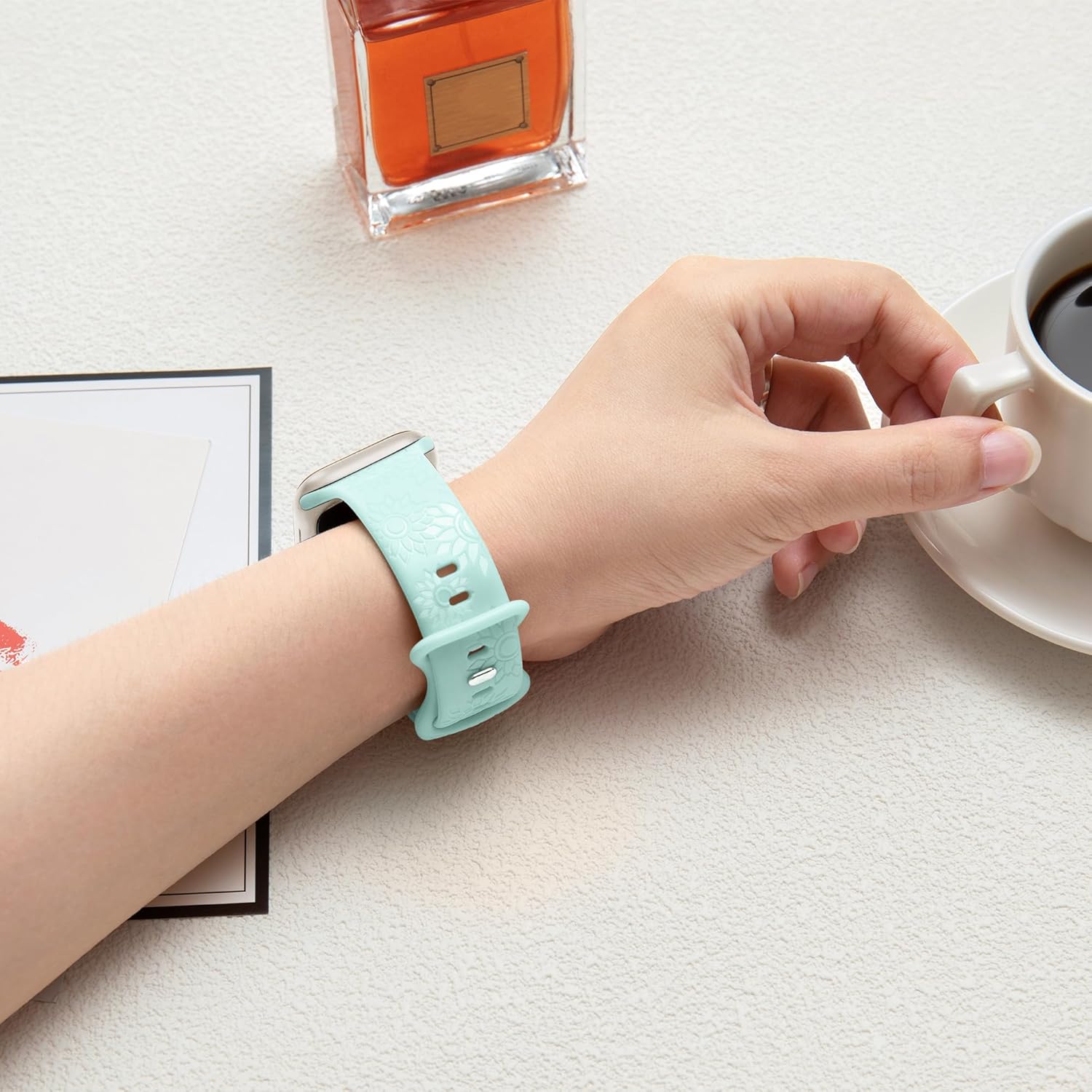 6 Pack Flower Engraved Bands Compatible Apple Watch Band With 38mm 40mm 41mm 42mm 44mm 46mm 45mm 49mm Women Men.Silicone Floral Reflective Sport Strap for iWatch Series 10 9 8 7 6 5 4 3 SE Ultra 2 1