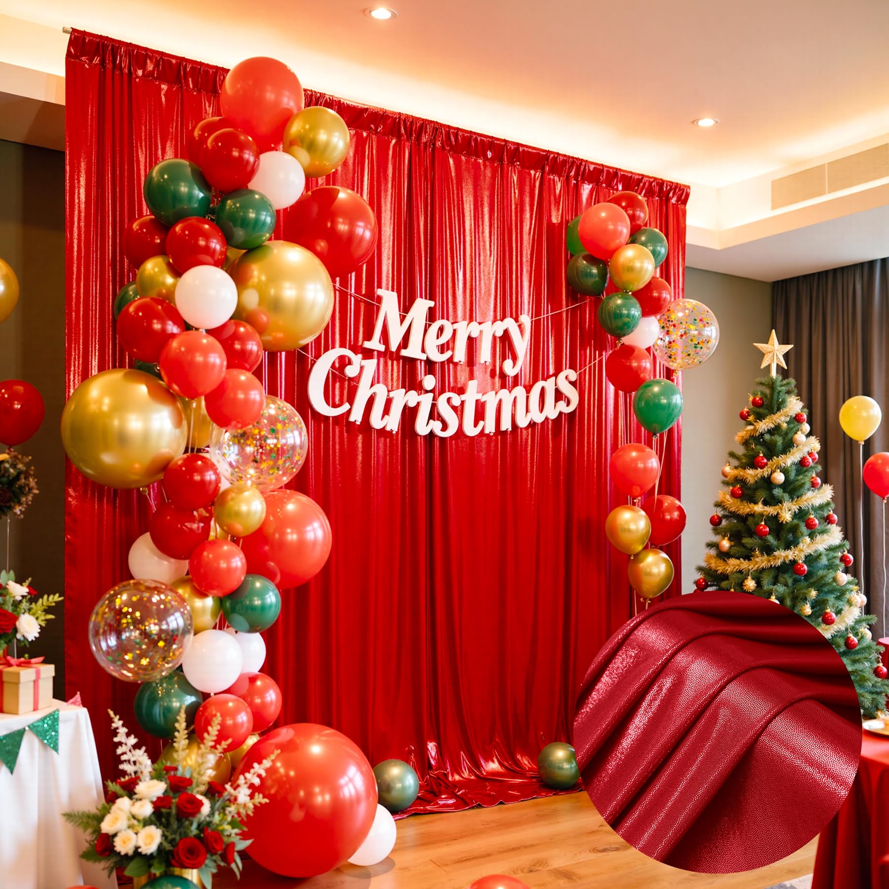 40x10ft Wrinkle Free Red Sequin Backdrop Curtain for Wedding Parties