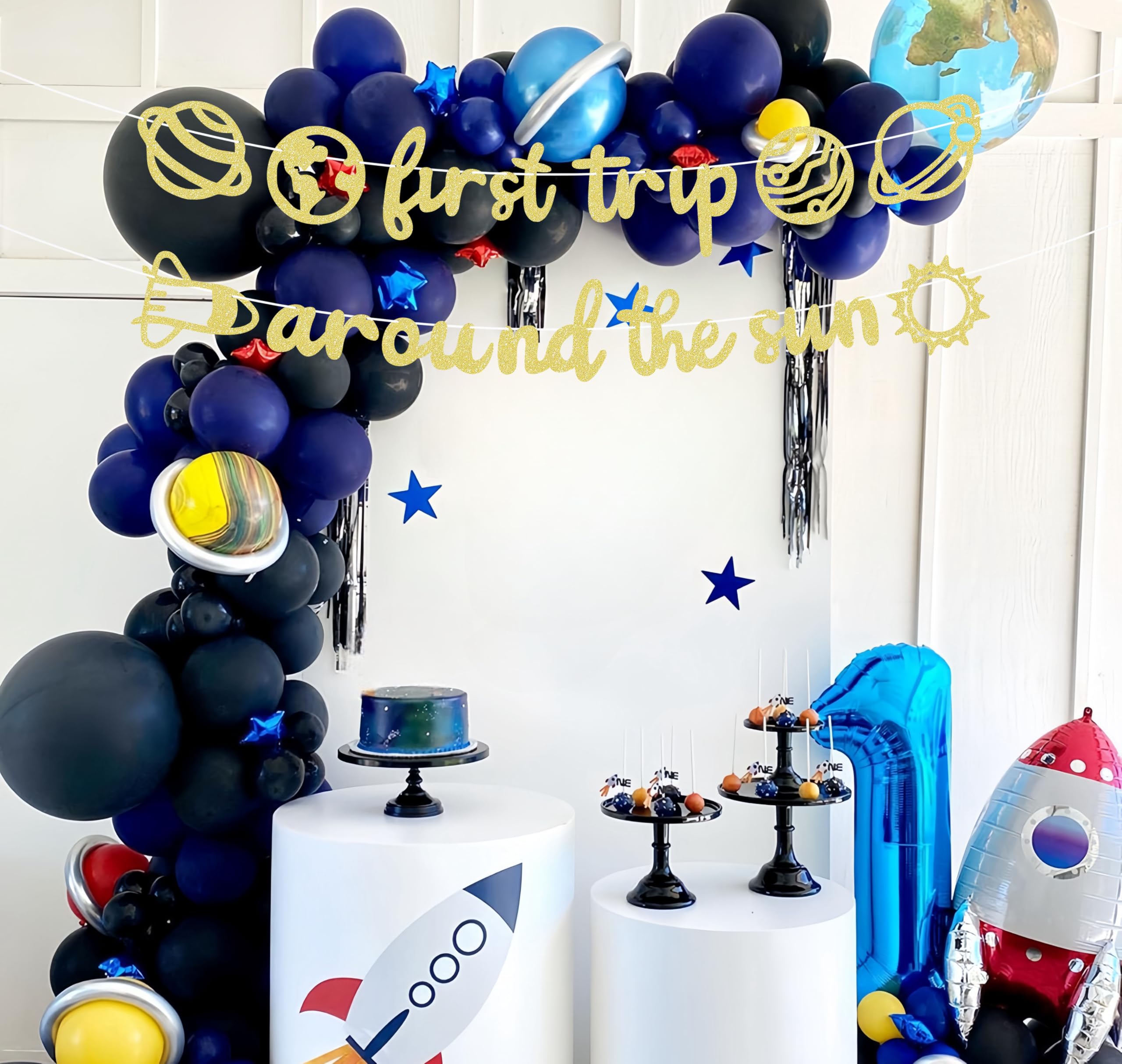 First Trip Around The Sun Space Backdrop – 6.5x3.7 Ft Watercolor Planets Banner For 1st Birthday - View #6