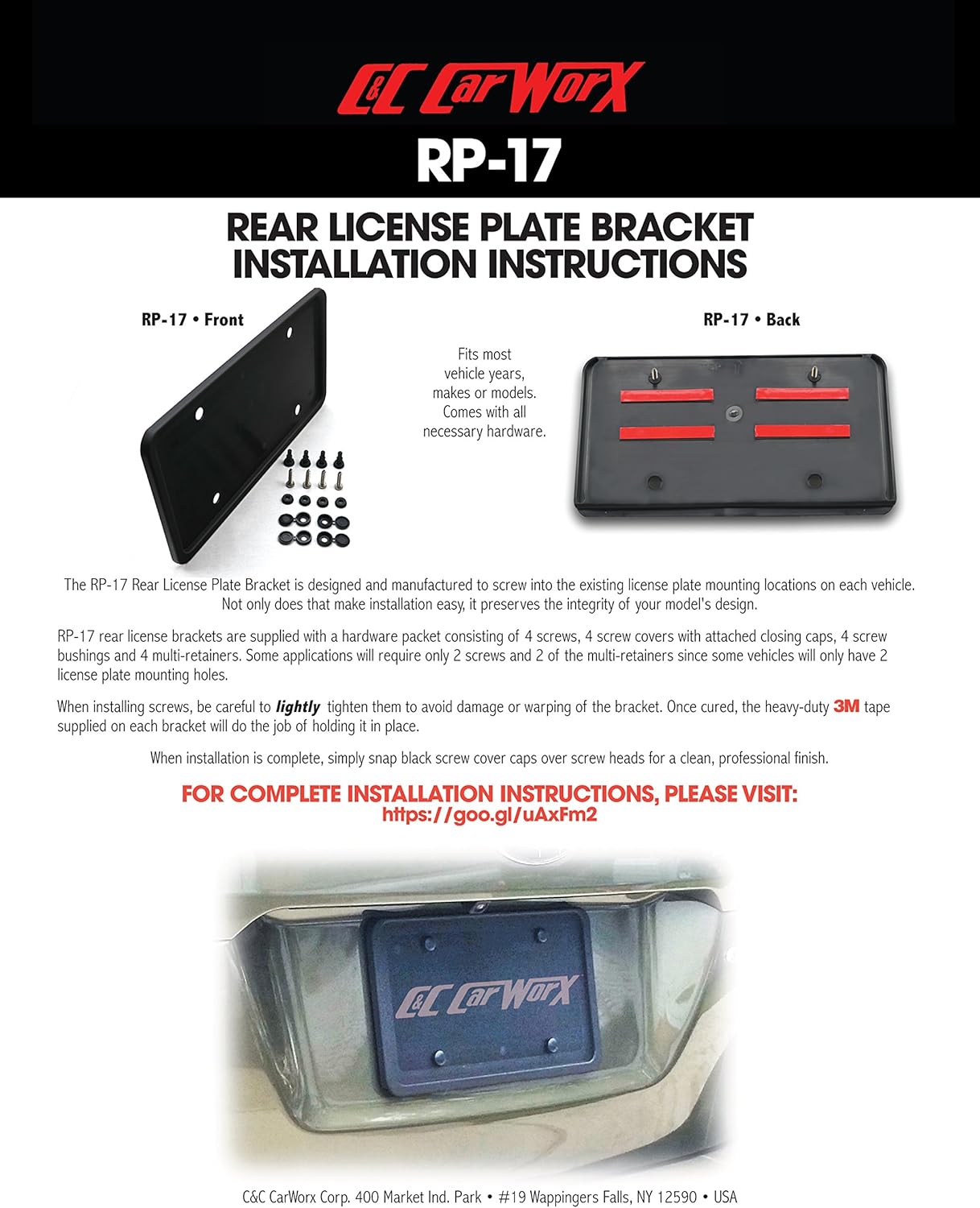 C&C Car Worx FO-22-FP-C Front & Rear License Plate Frame Bracket Mounts Compatible with 2022, 2023, 2024 Subaru Forester