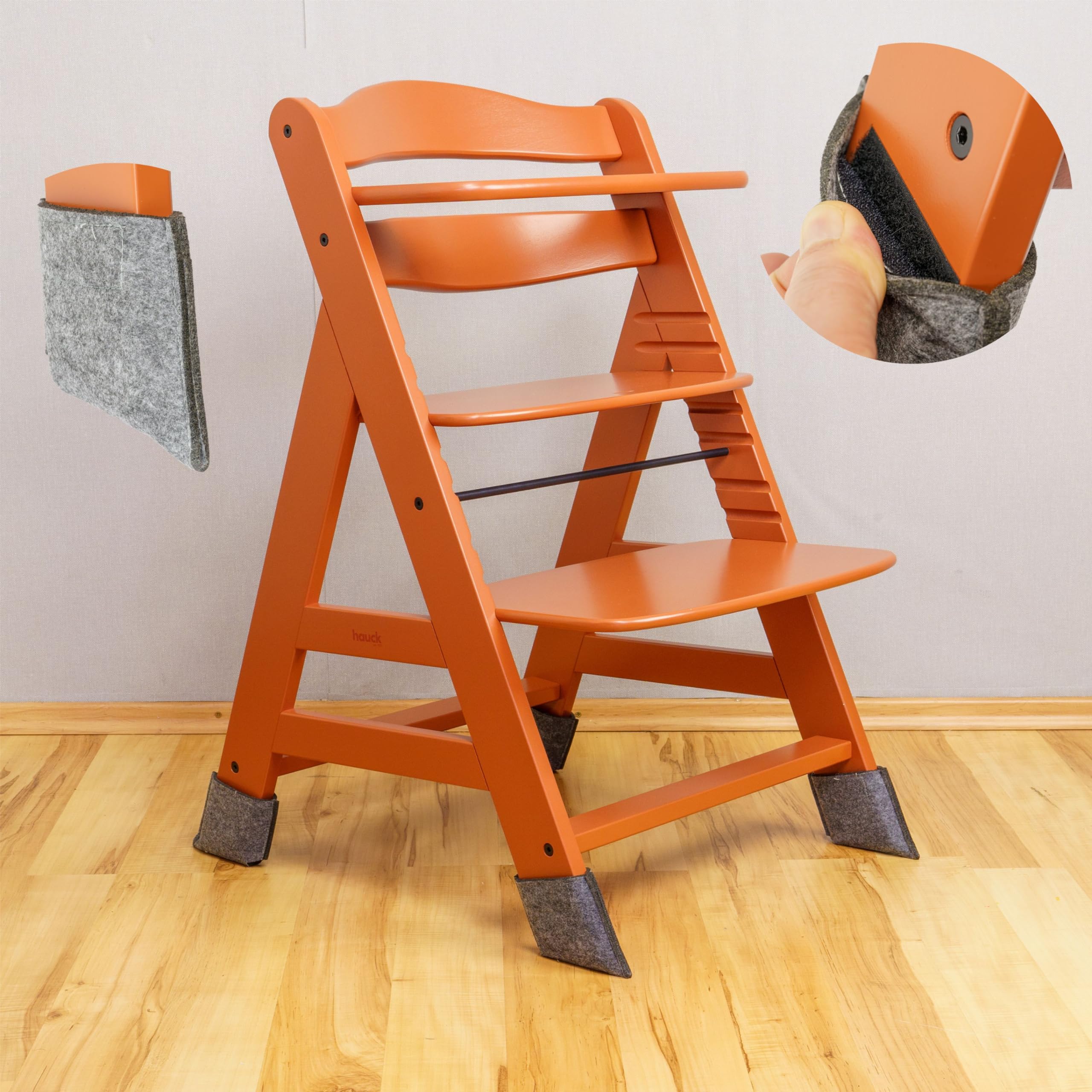 Chair Leg Socks, 4 Pack Compatible with Hauck Alpha, Hauck Beta, Roba Sit Up High Chair, Floor Protectors in Grey, Felt Chair Leg Protectors, Chair Socks with Velcro for Attachment, Floor Protection