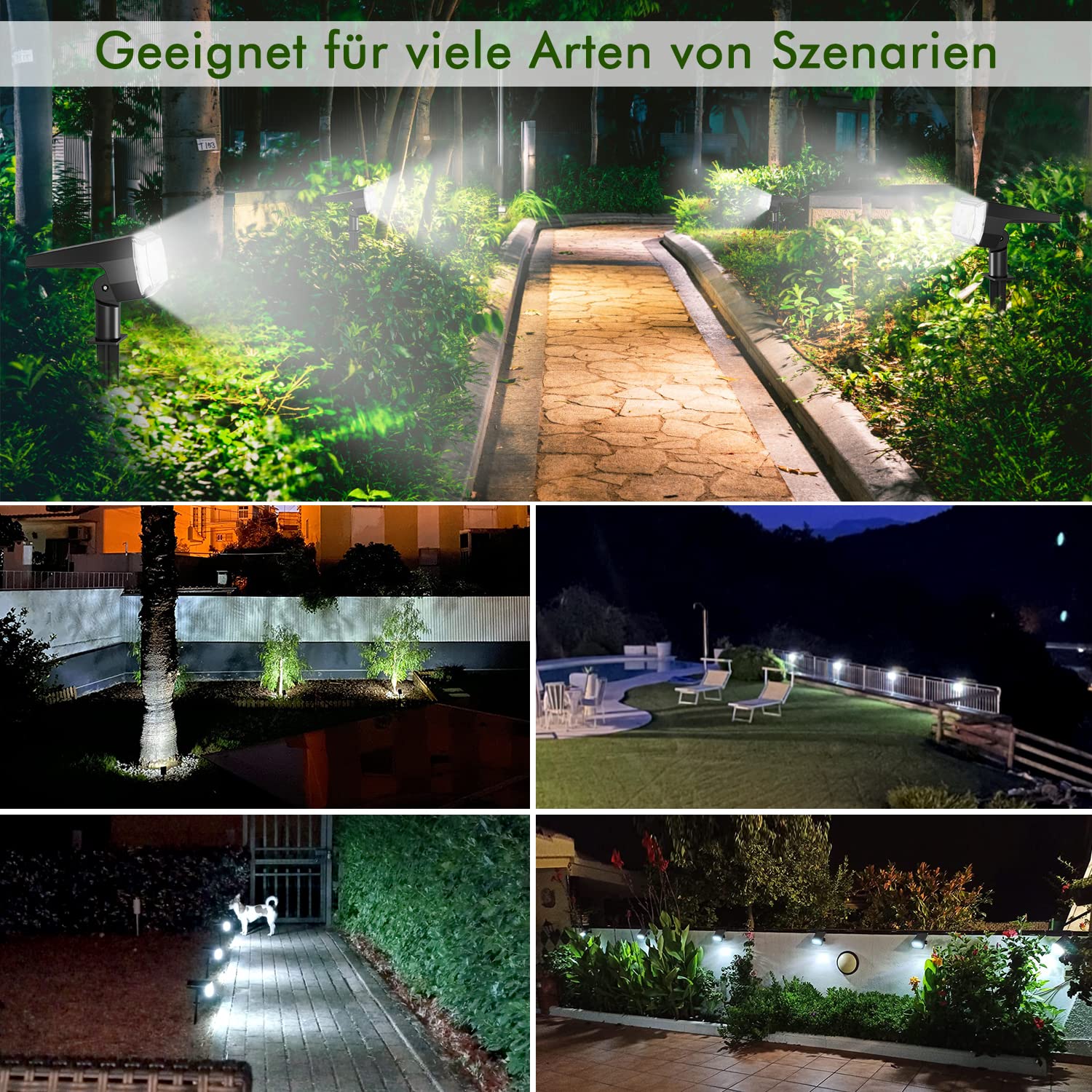 Luci Solari Da Giardino RGB A LED - 18 Perline 5050, 6 Colori, Sensore Crepuscolare, IP67 Impermeabile, Per Prato E Cortile